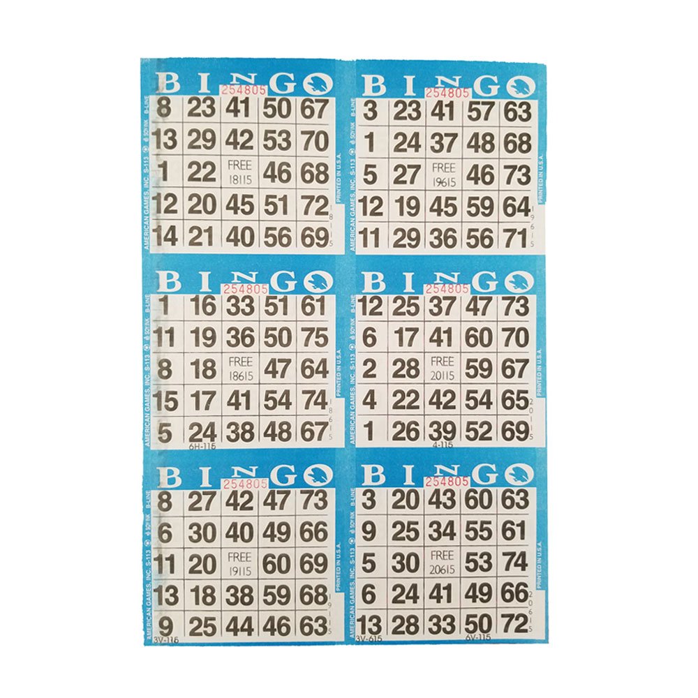 American Games Bingo Paper Books – 6-Card Books, 10-Color Sets, 100 Books, Made in USA