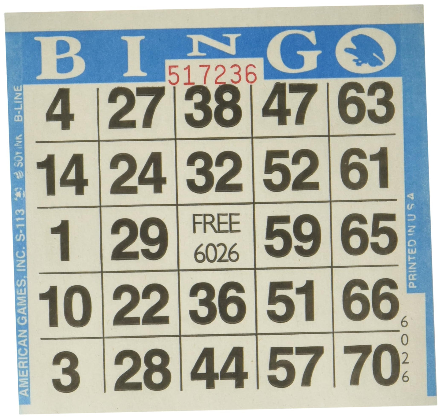 American Games Blue Bingo Paper – 500 Sheets (4x4) with Cards Included