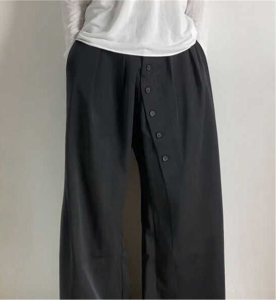 American Retro Ring Buttoned Charcoal Black Suit Pants