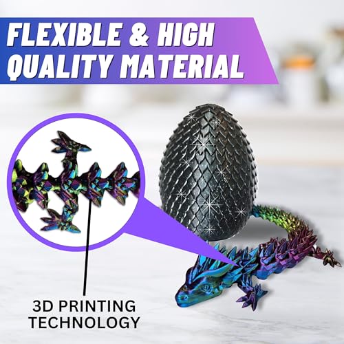 Amerimaker 20" Articulated Dragon – Color-Changing 3D Printed Fidget Figurine (USA Made)