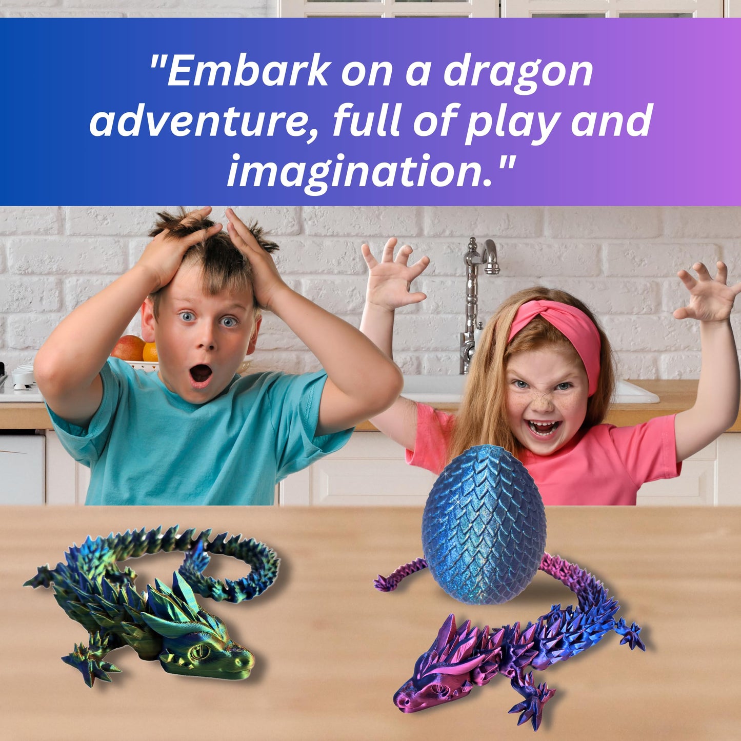 Amerimaker 20-inch Articulated 3D Printed Dragon – Color-Changing Fidget Figurine | Made in USA