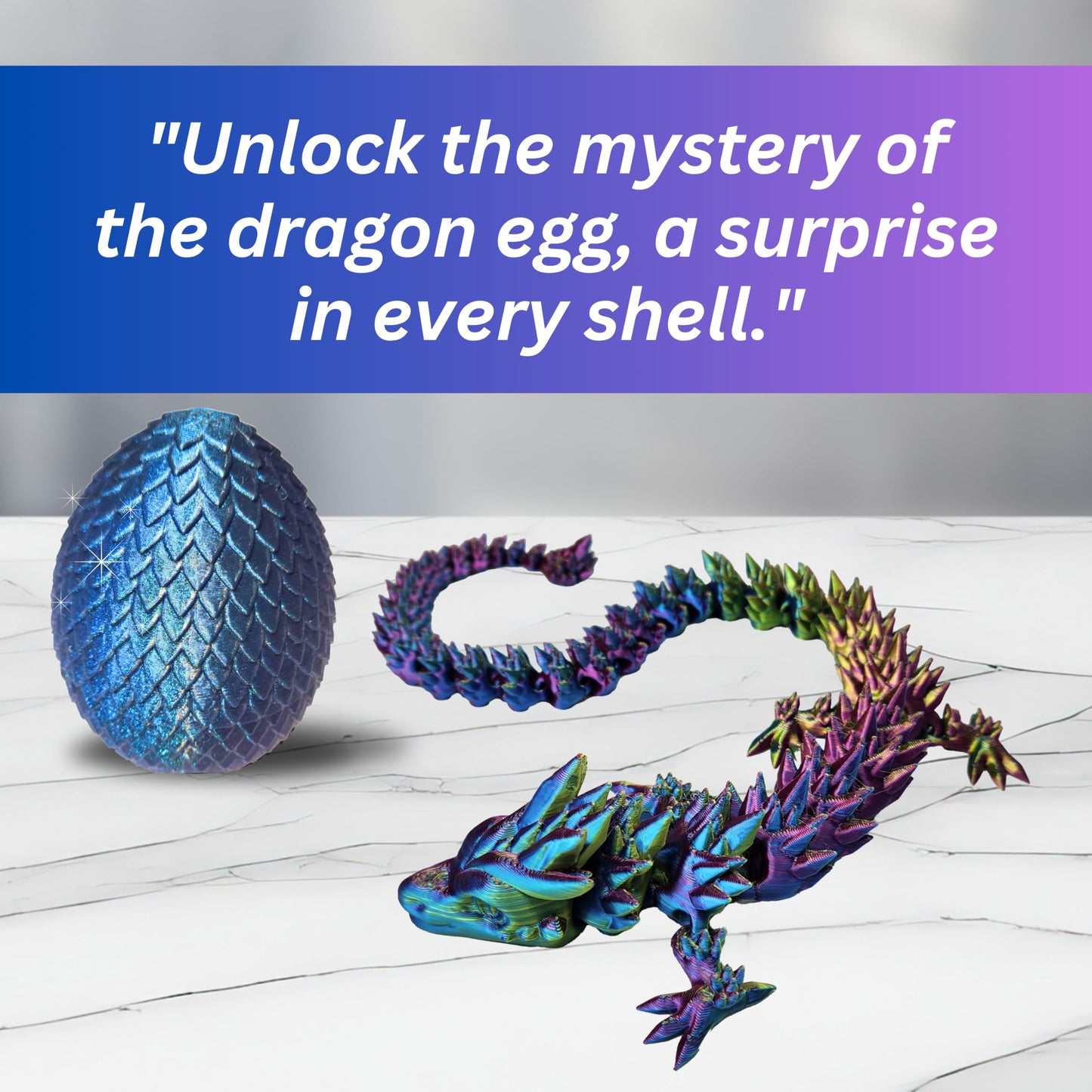 Amerimaker 20-inch Articulated 3D Printed Dragon – Color-Changing Fidget Figurine | Made in USA