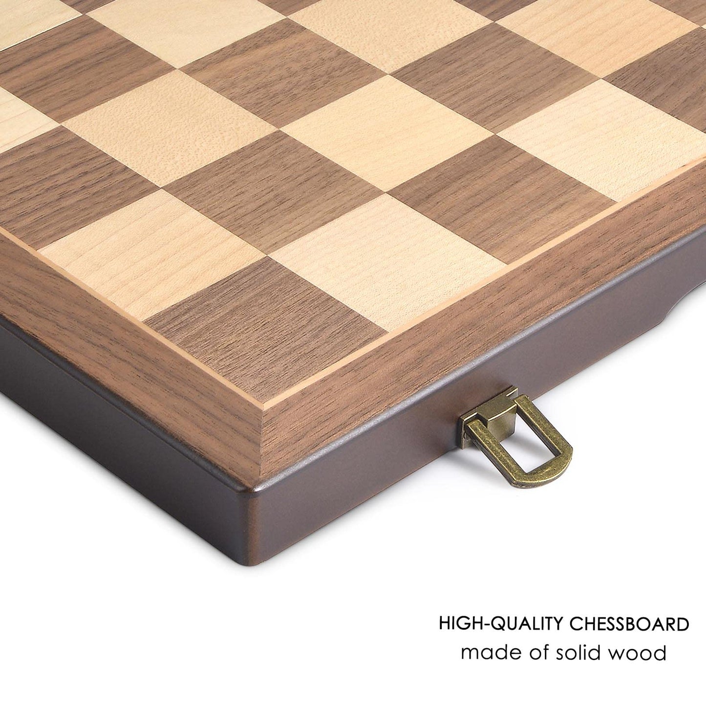 AMEROUS 15-Inch Magnetic Wooden Chess & Checkers Set – 2-in-1 Travel Chess Board