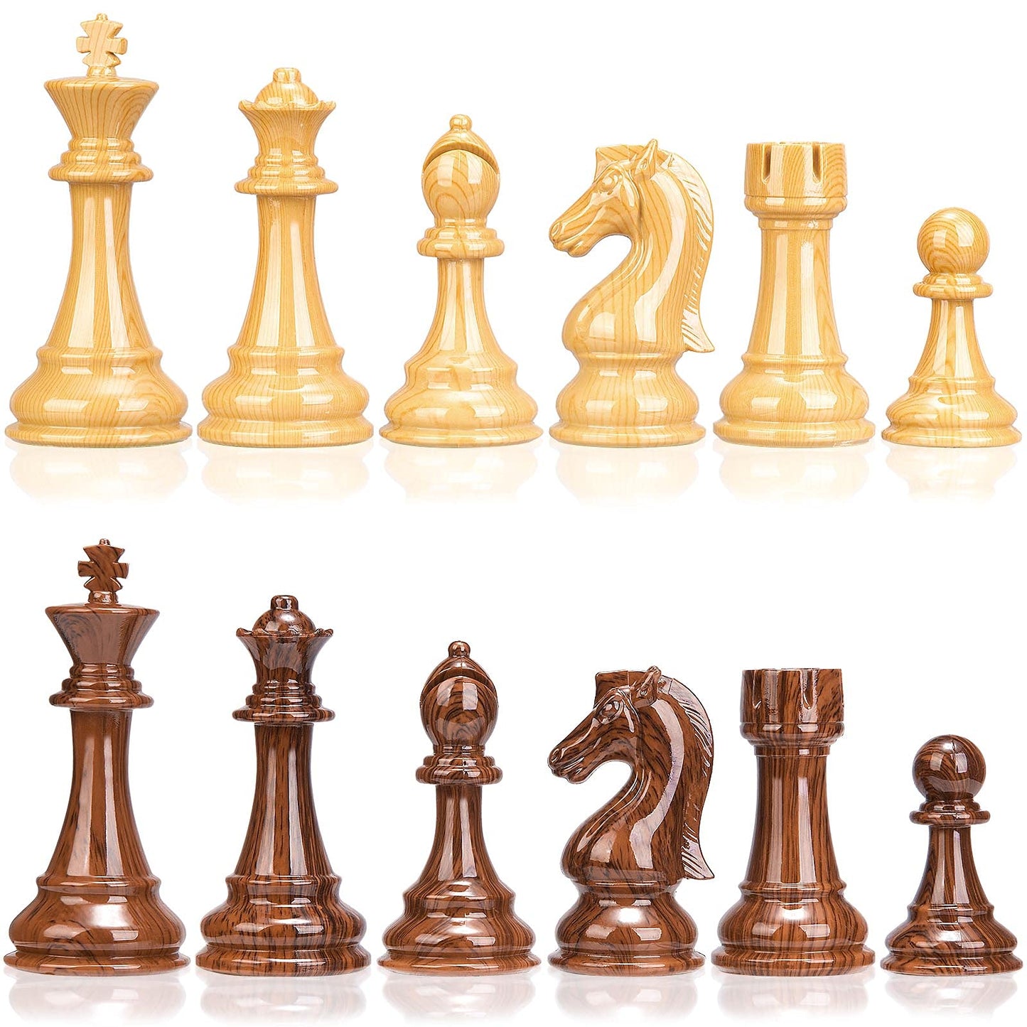 AMEROUS High Polymer Weighted Chess Pieces – 4.25" King, 2 Extra Queens | Gift Package | 34-Piece Tournament Set (Chess Pieces Only)