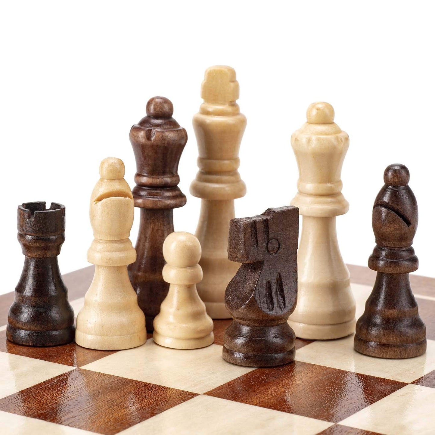 AMEROUS Magnetic Wooden Chess Pieces – 3.03-Inch King, Staunton Style, with 2 Storage Bags