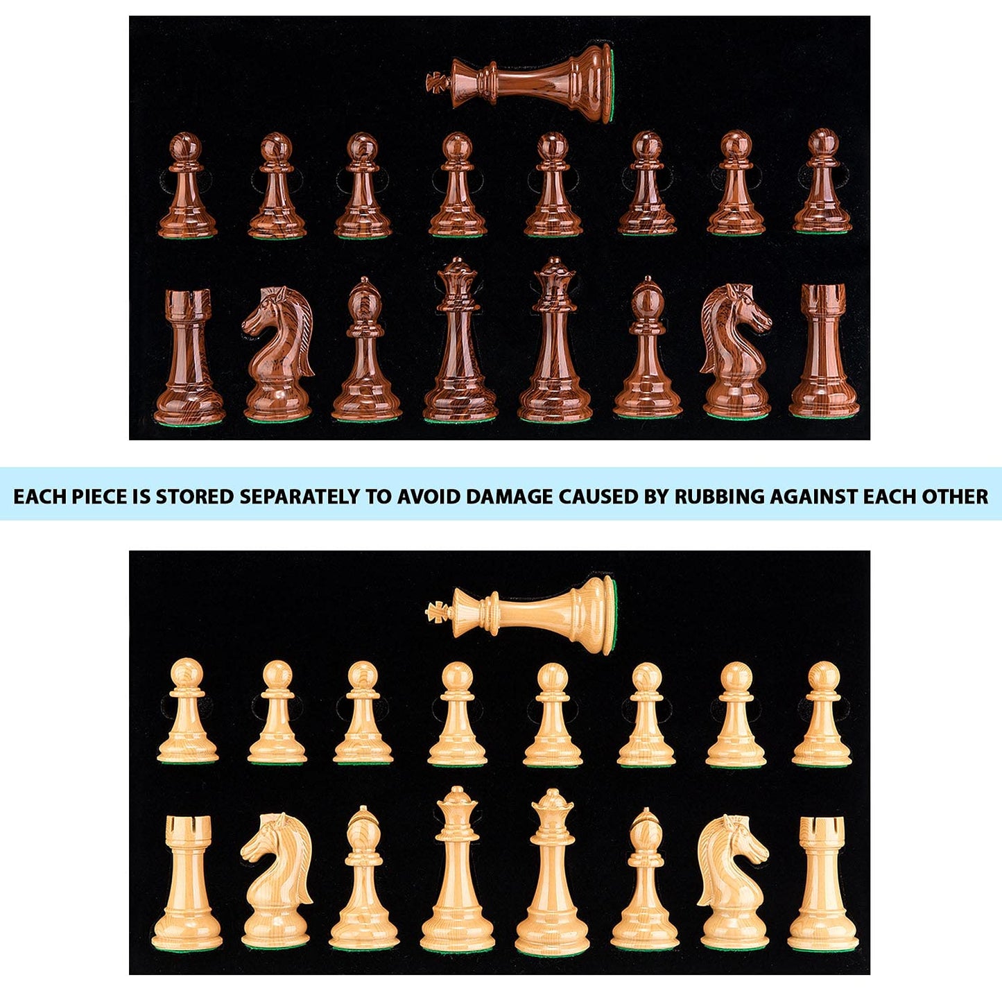 AMEROUS High Polymer Weighted Chess Pieces – 4.25" King, 2 Extra Queens | Gift Package | 34-Piece Tournament Set (Chess Pieces Only)
