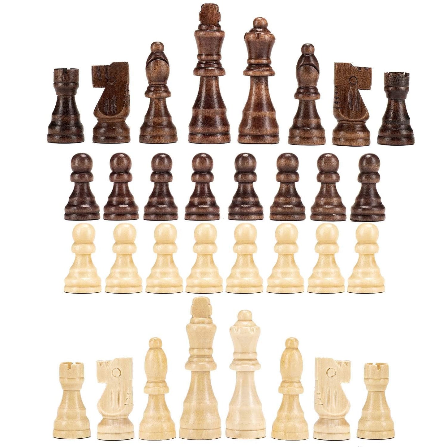 AMEROUS Magnetic Wooden Chess Pieces – 3.03-Inch King, Staunton Style, with 2 Storage Bags