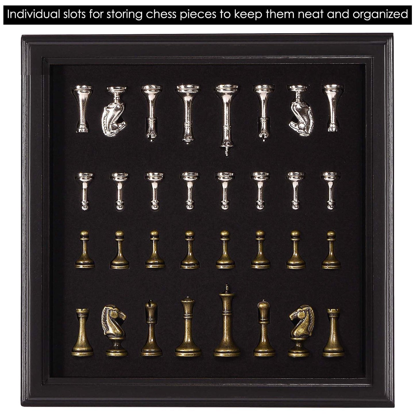 AMEROUS 12.5-Inch Wooden Chess Set with Metal Pieces – Portable & Elegant