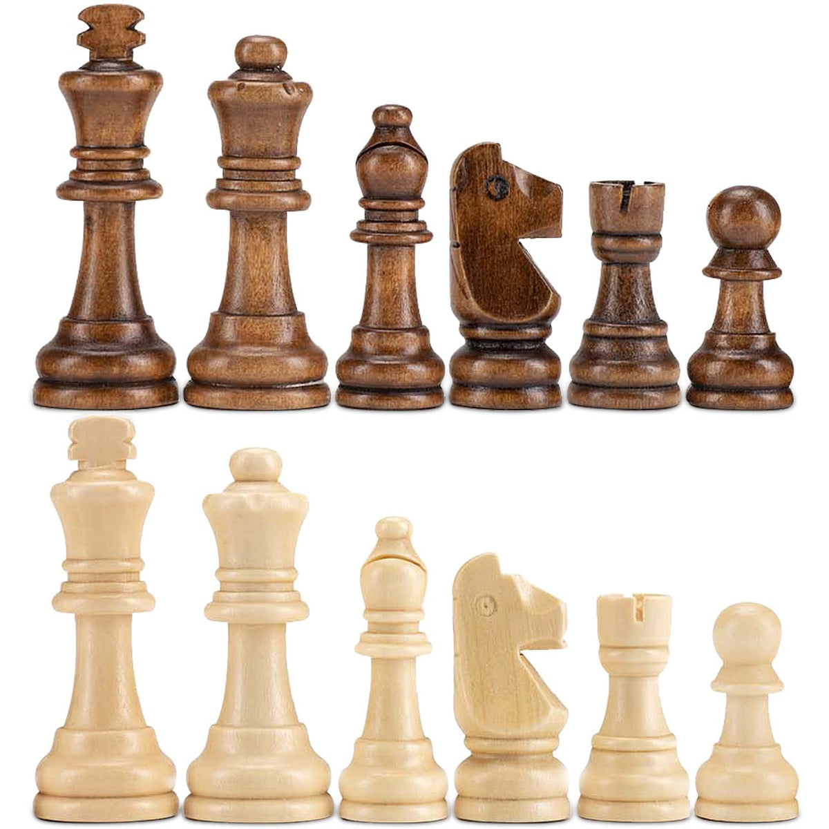 AMEROUS Staunton Wooden Chess Pieces Set – 3.15-Inch King, Storage Bag, Gift Box