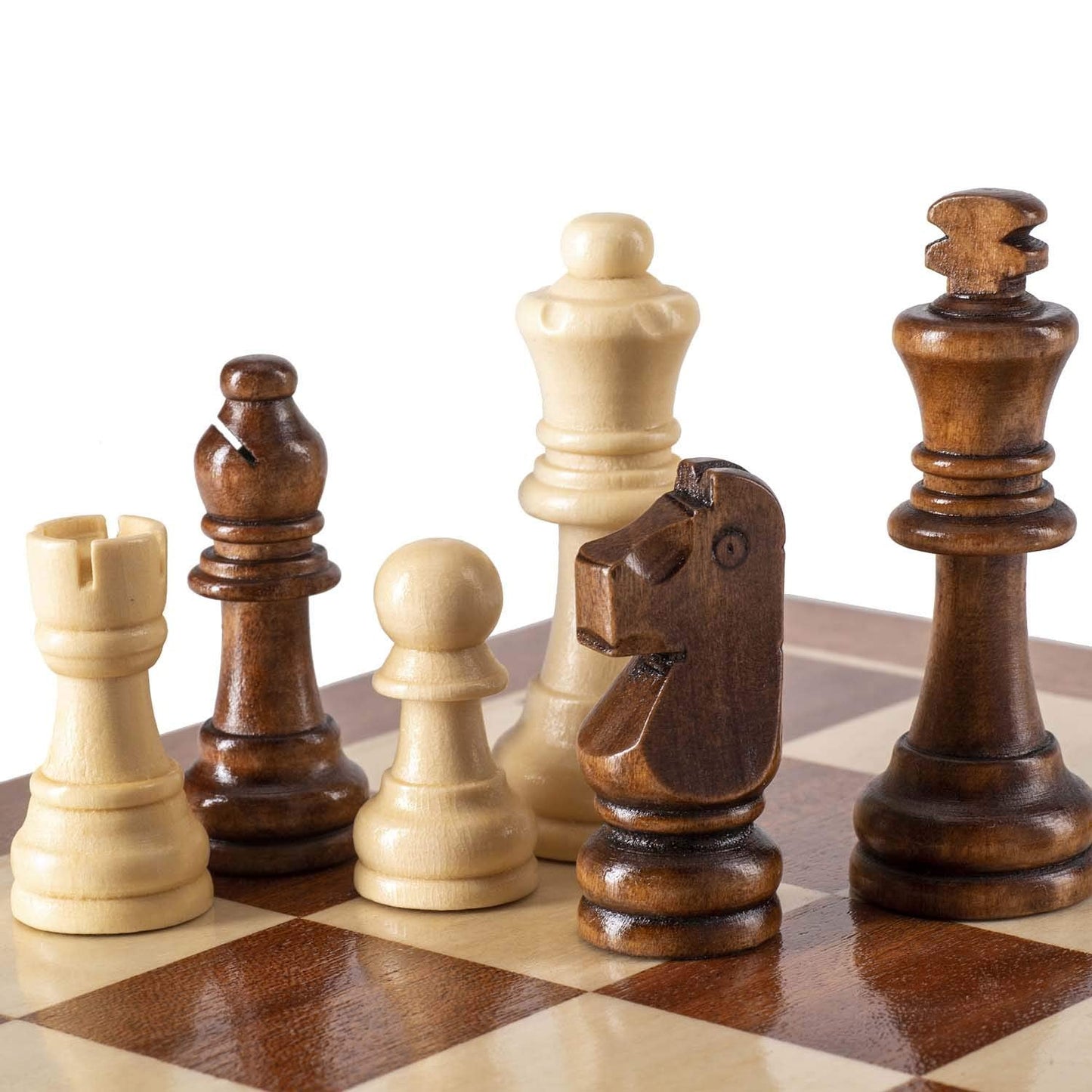AMEROUS Staunton Wooden Chess Pieces Set – 3.15-Inch King, Storage Bag, Gift Box