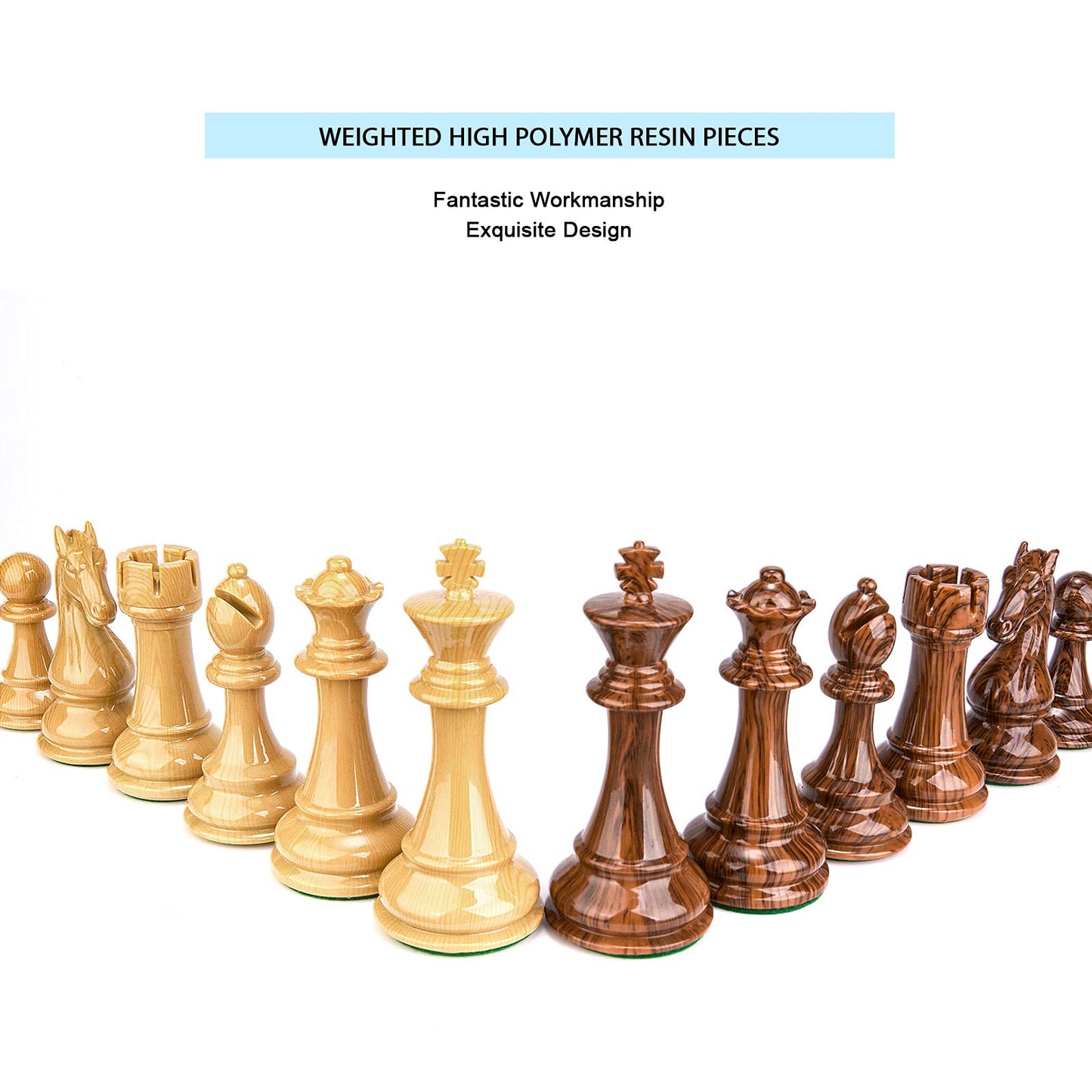 AMEROUS High Polymer Weighted Chess Pieces – 4.25" King, 2 Extra Queens | Gift Package | 34-Piece Tournament Set (Chess Pieces Only)