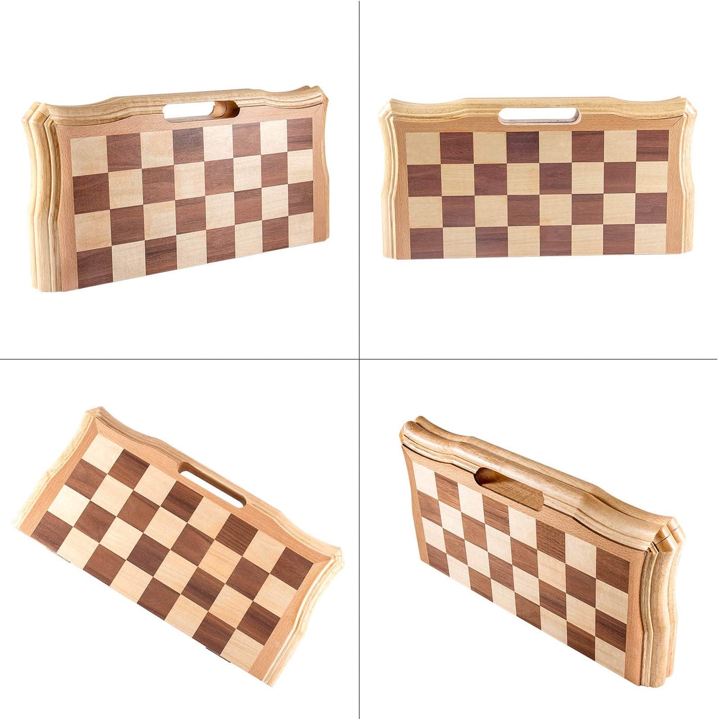 AMEROUS 15.6'' Magnetic Wooden Chess Set – Folding Board, 2 Extra Queens, Gift Package
