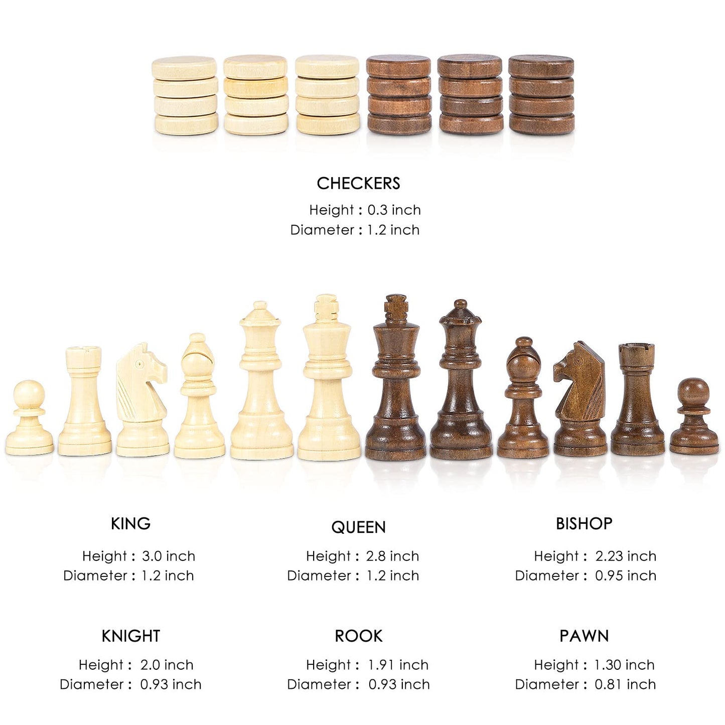 AMEROUS 15-Inch Magnetic Wooden Chess & Checkers Set – 2-in-1 Travel Chess Board