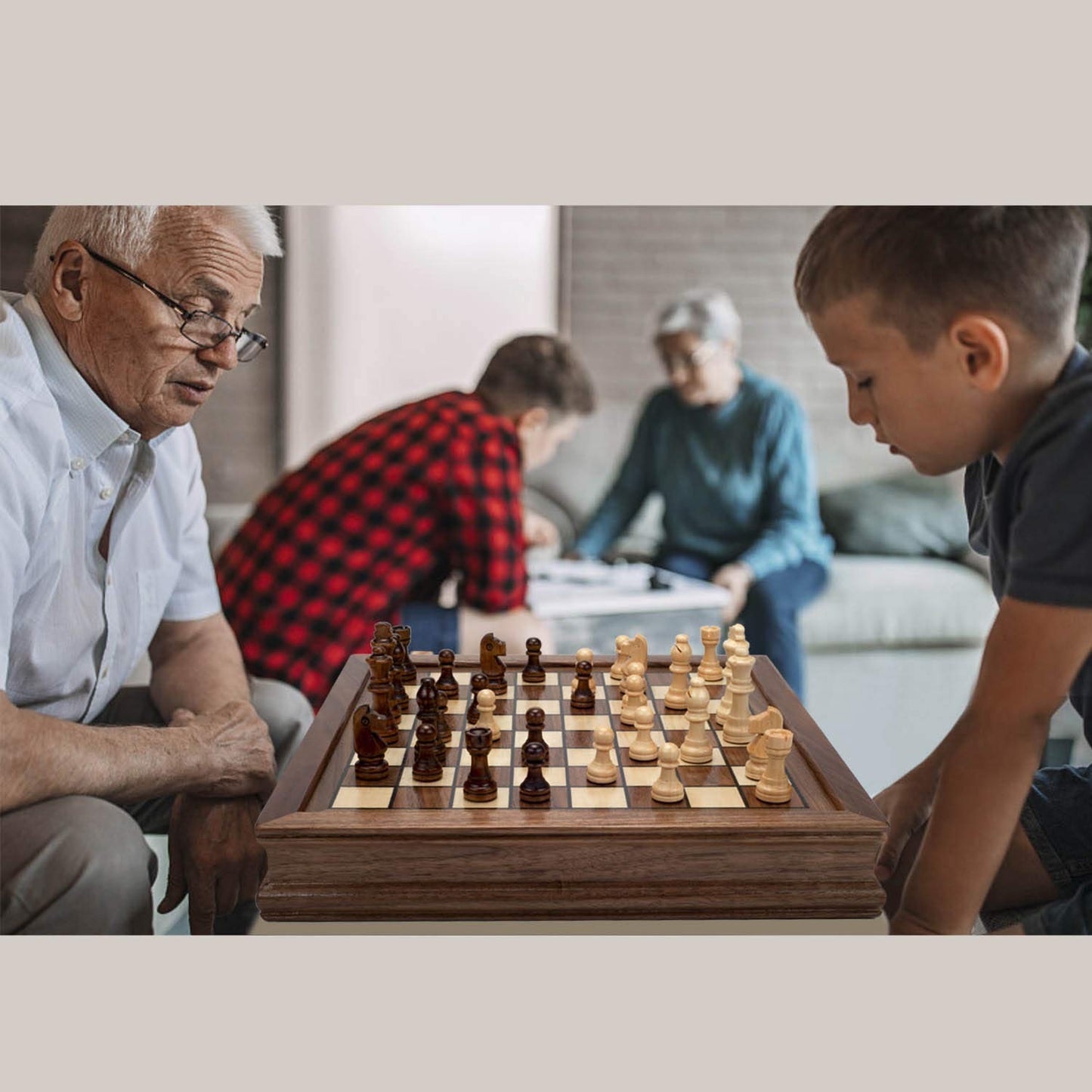 AMEROUS Magnetic Wooden Chess Set – 12.8-Inch Walnut Board, 2 Drawers, Bonus Queens, Gift Packaging