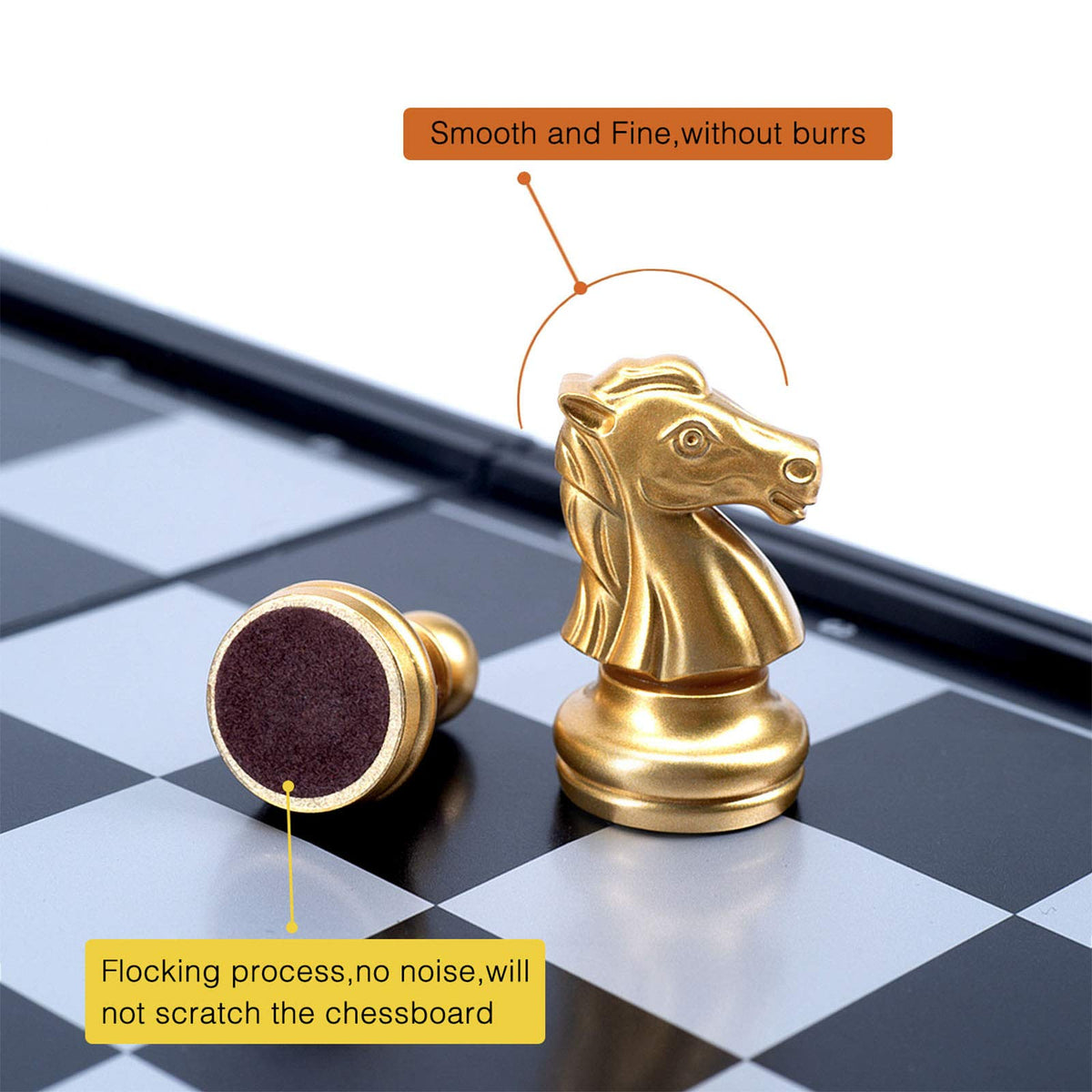 AMEROUS 10'' Magnetic Travel Chess Set – Portable Folding Board with Gold & Silver Pieces, 2 Extra Queens