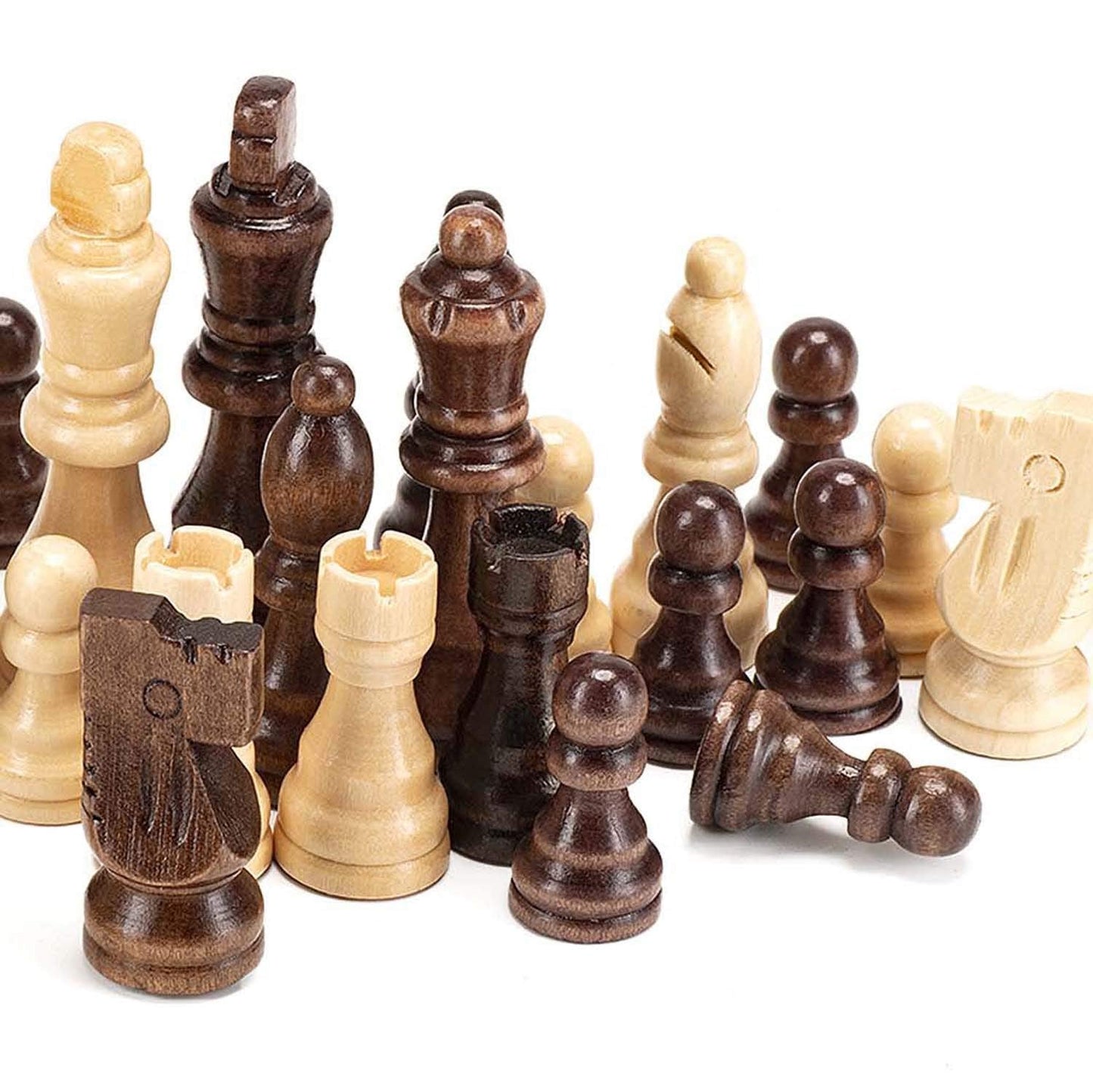 AMEROUS Magnetic Wooden Chess Pieces – 3.03-Inch King, Staunton Style, with 2 Storage Bags