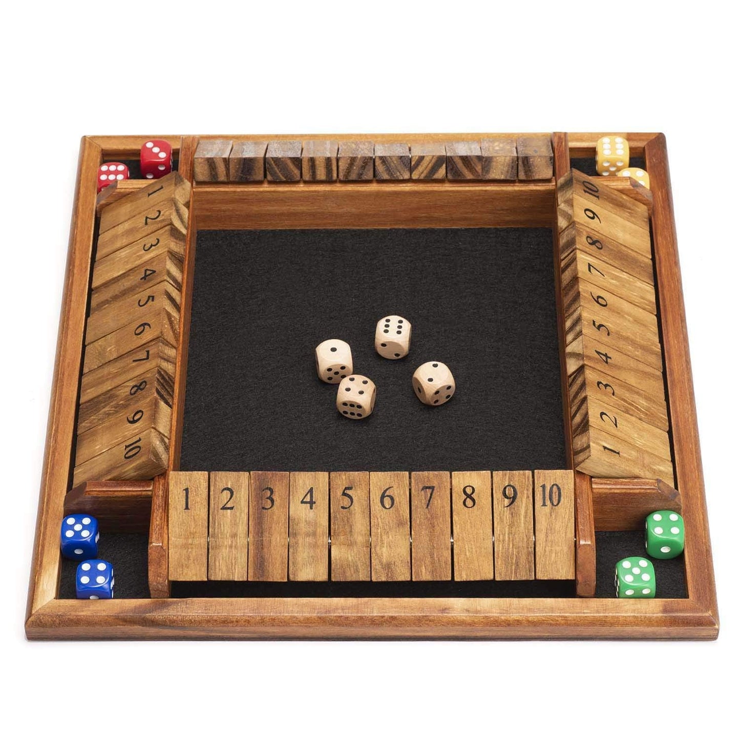 AMEROUS 1-4 Player Shut The Box Dice Game – Wooden 12-Inch Tabletop Family Strategy