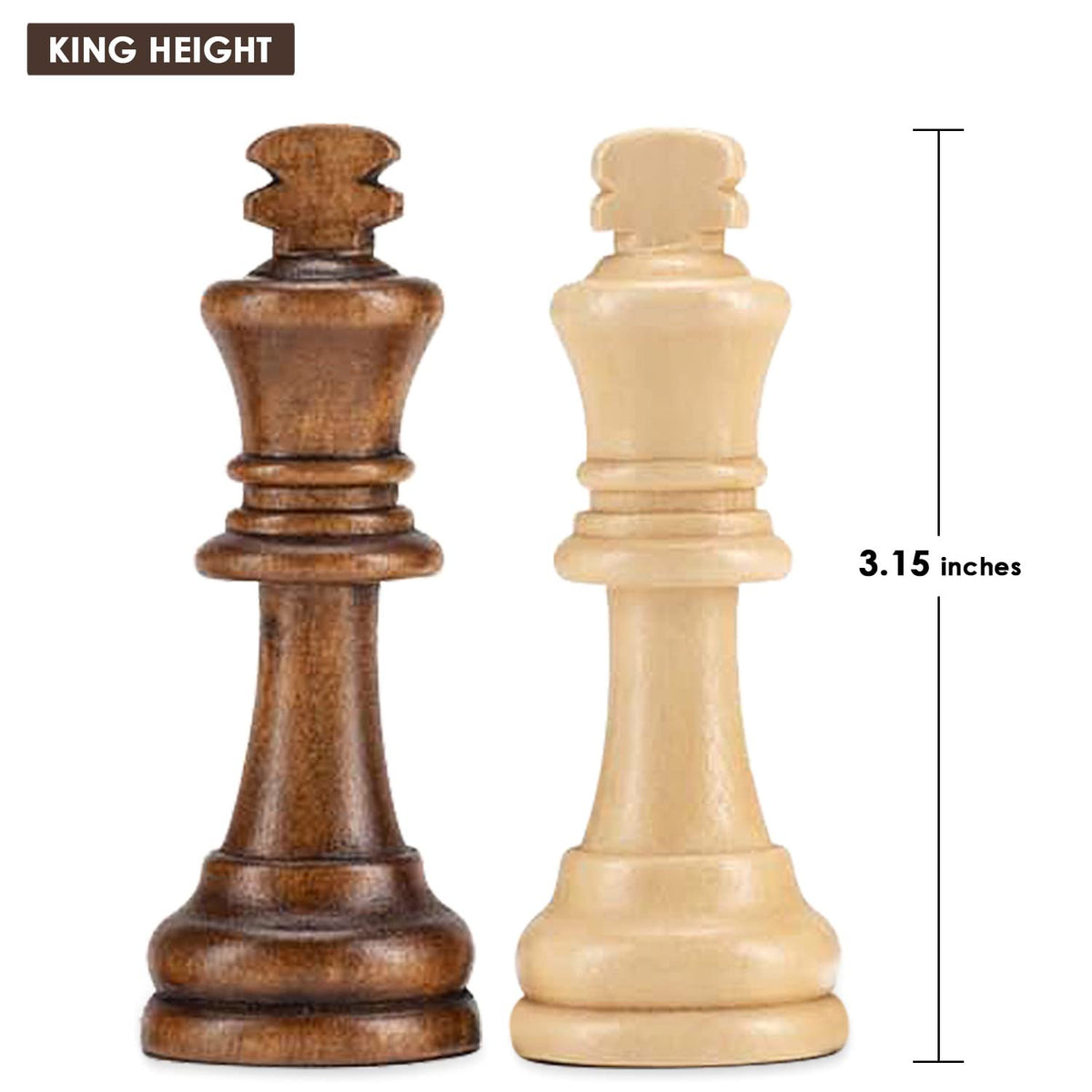 AMEROUS Staunton Wooden Chess Pieces Set – 3.15-Inch King, Storage Bag, Gift Box
