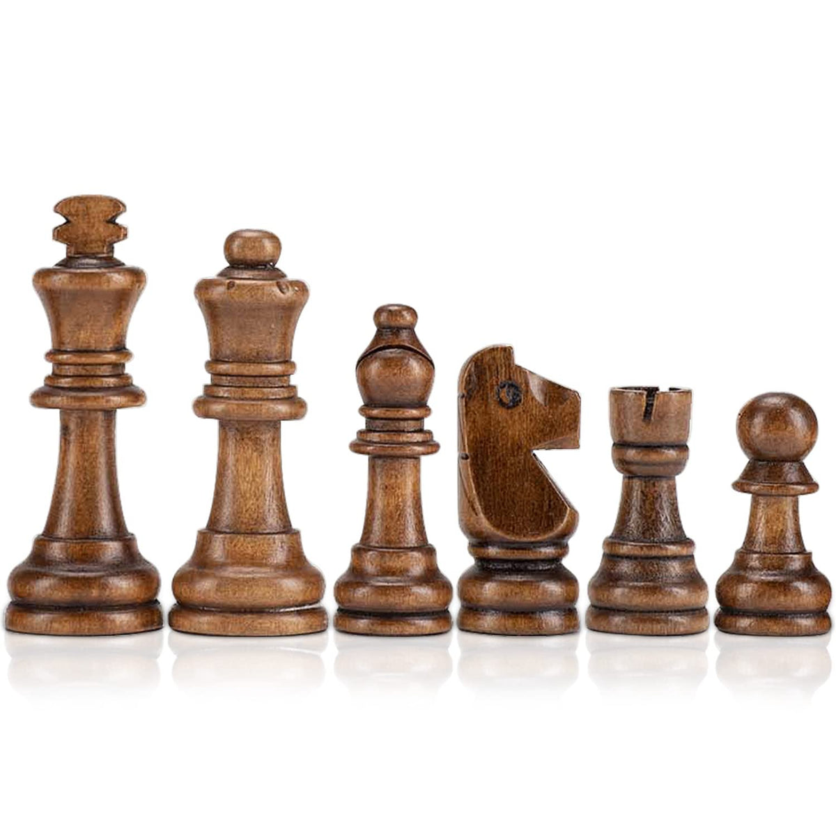 AMEROUS Staunton Wooden Chess Pieces Set – 3.15-Inch King, Storage Bag, Gift Box