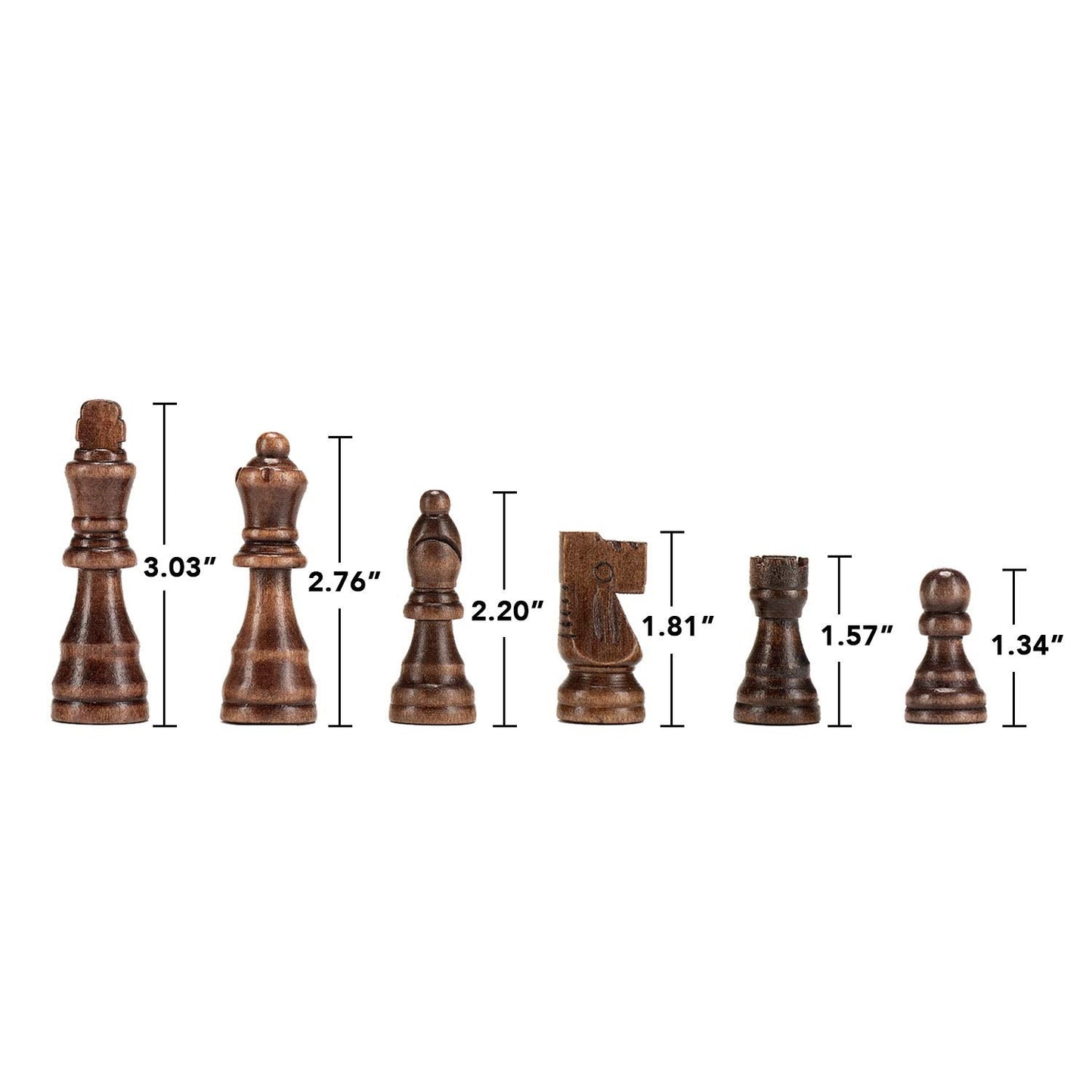AMEROUS Magnetic Wooden Chess Pieces – 3.03-Inch King, Staunton Style, with 2 Storage Bags