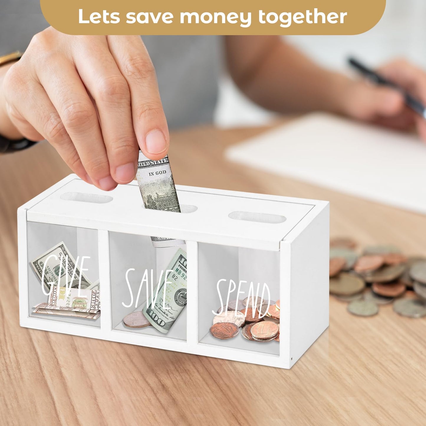 Ameuphercy Wooden Piggy Bank – Visualized Saving Box for Kids & Adults