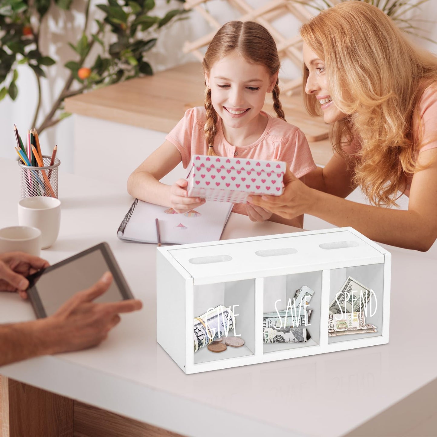 Ameuphercy Wooden Piggy Bank – Visualized Saving Box for Kids & Adults
