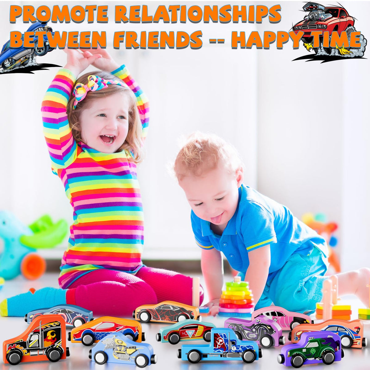 Amiabling 11-Piece Magnetic Train Set for Boys — Travel Montessori Wooden Toy