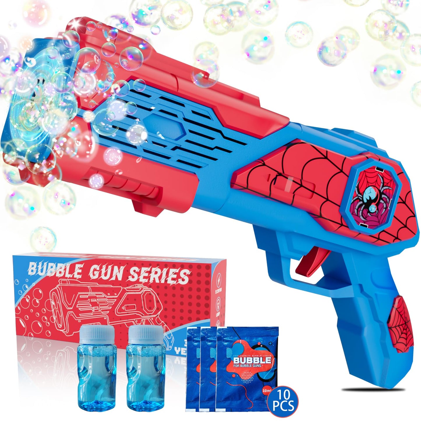 Amiabling Spider-Bubble Gun for Kids – 12 Nozzles, 10,000+ Bubbles/Min, Outdoor Toy