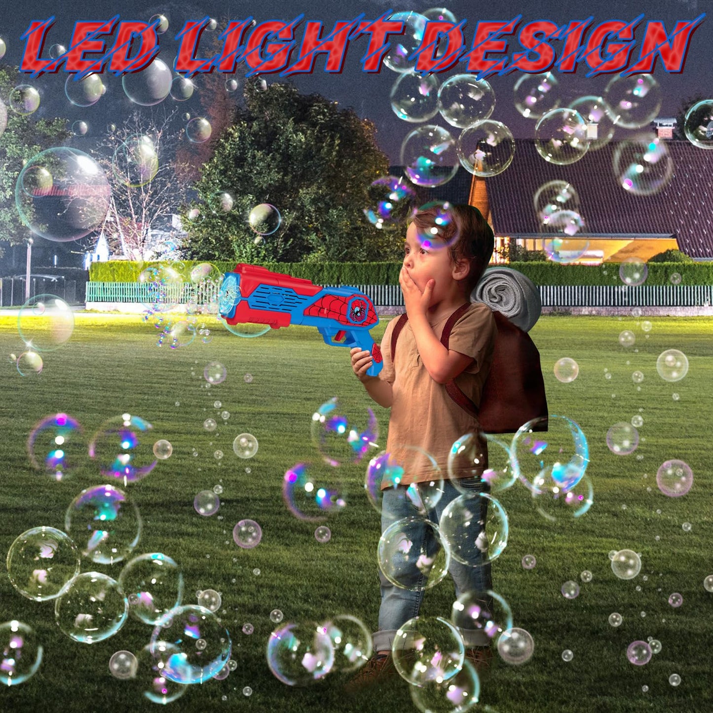 Amiabling Spider-Bubble Gun for Kids – 12 Nozzles, 10,000+ Bubbles/Min, Outdoor Toy