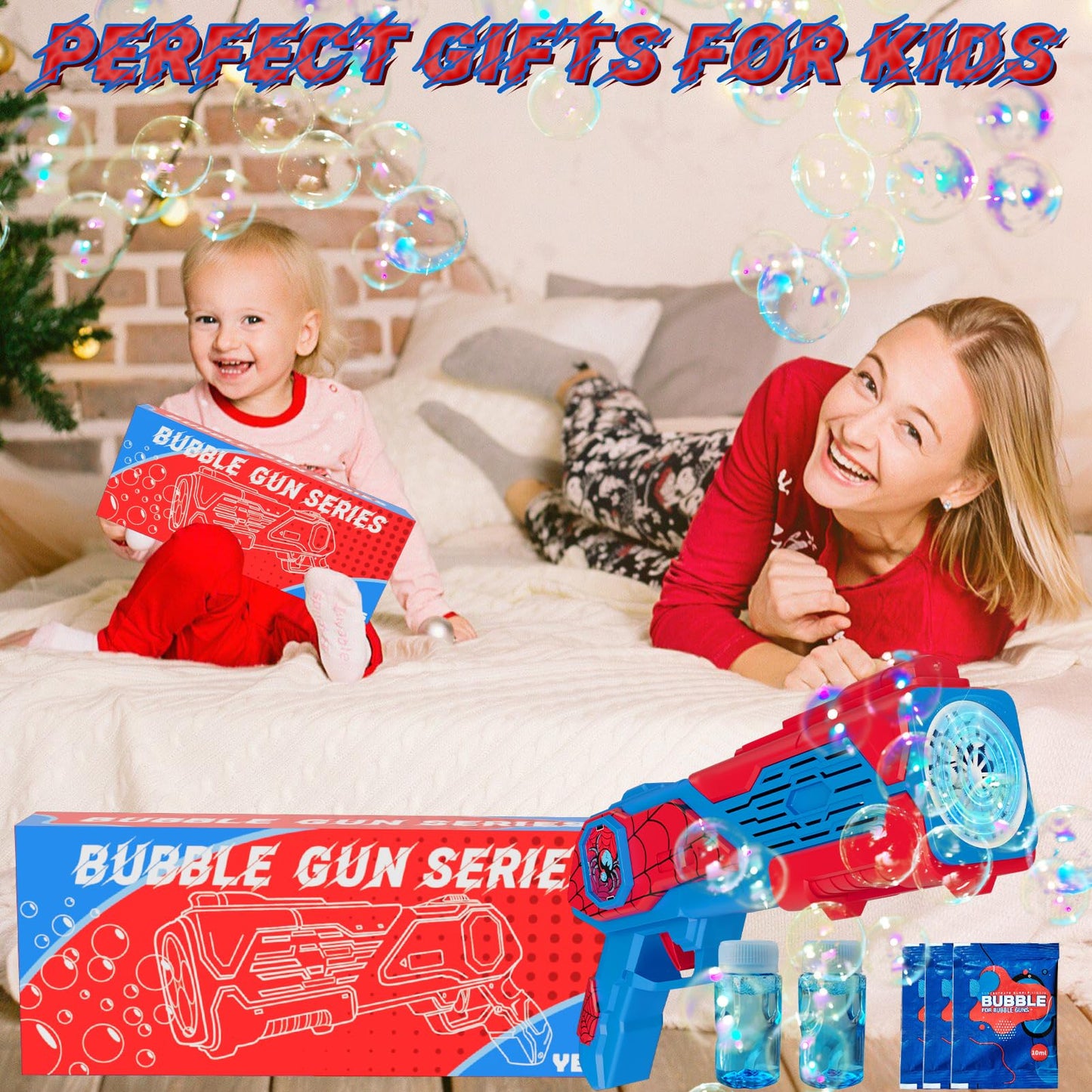 Amiabling Spider-Bubble Gun for Kids – 12 Nozzles, 10,000+ Bubbles/Min, Outdoor Toy