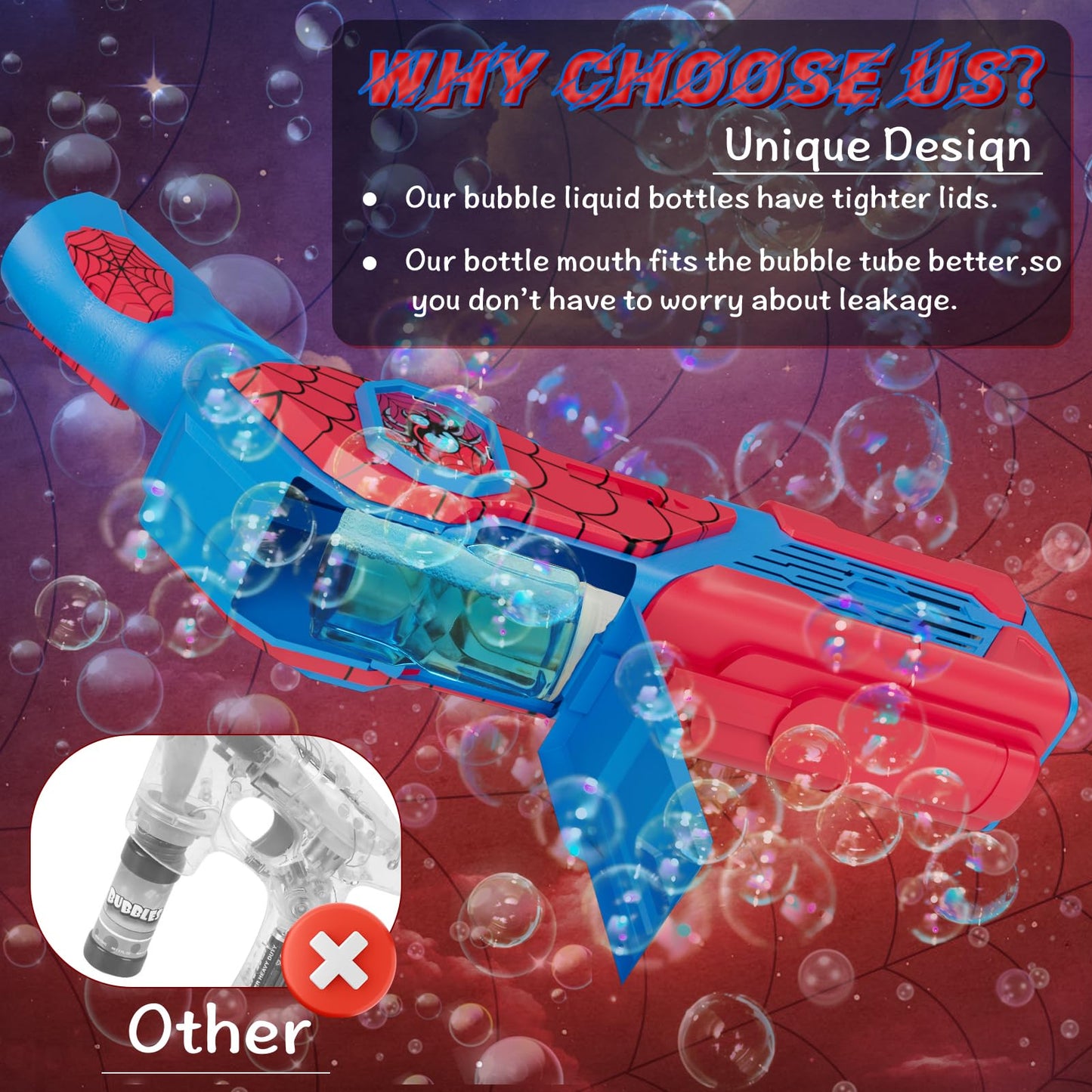 Amiabling Spider-Bubble Gun for Kids – 12 Nozzles, 10,000+ Bubbles/Min, Outdoor Toy