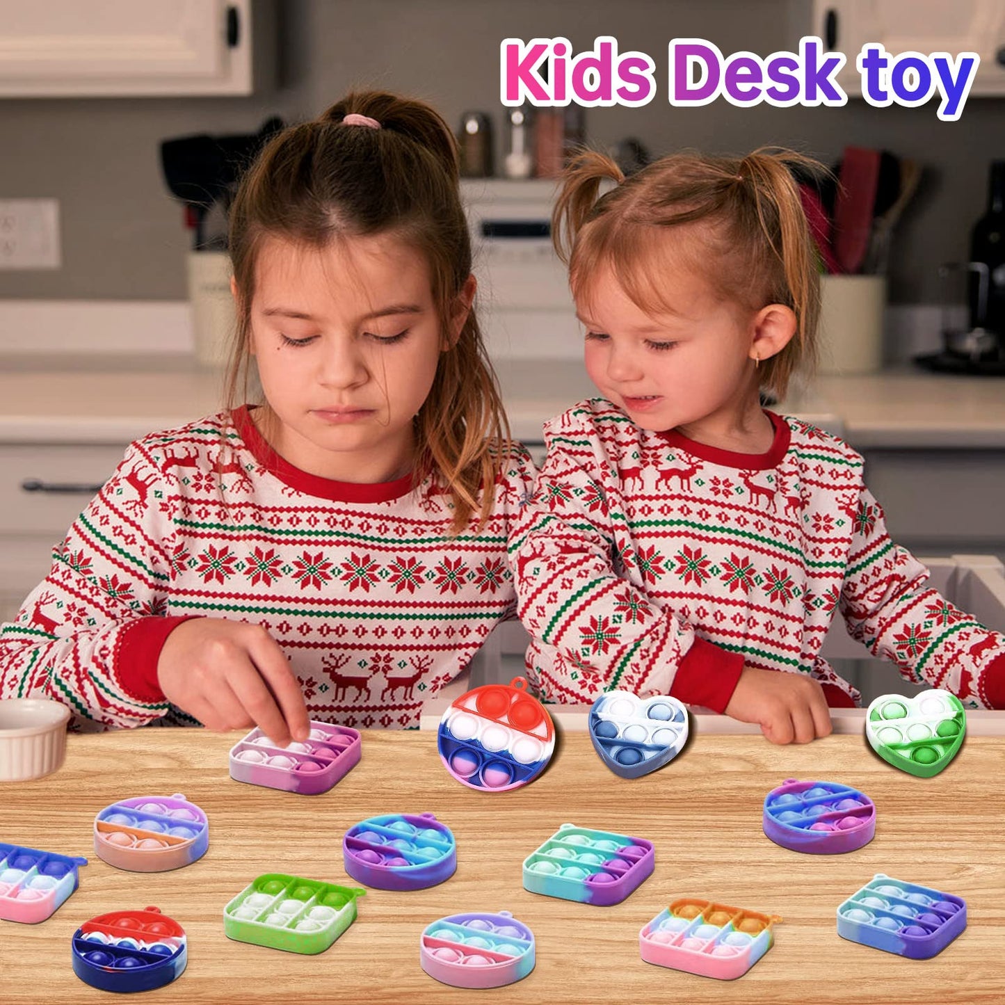 Amicbng 108 PCS Mini Pop Keychain Fidget Toys – 3 Shapes, Party Favors & Sensory Toys