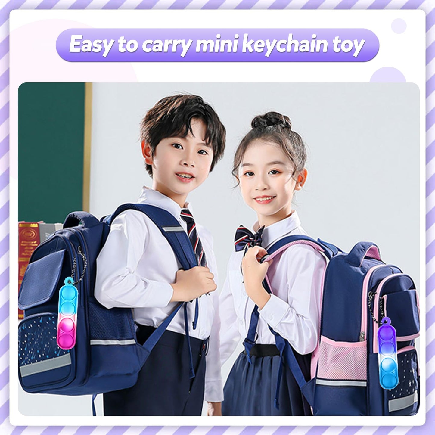 amicbng 260 PCS Pop Keychain Bulk Favors | Fidget Toys for Kids & Classrooms