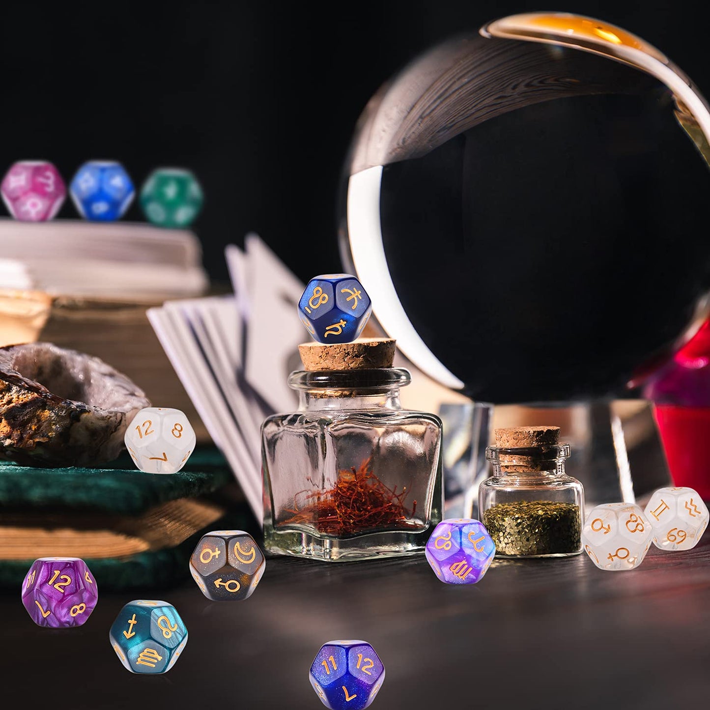 Amiven 6 Sets Astrology Dice – 12-Sided Divination Tool (Signs & Planets)