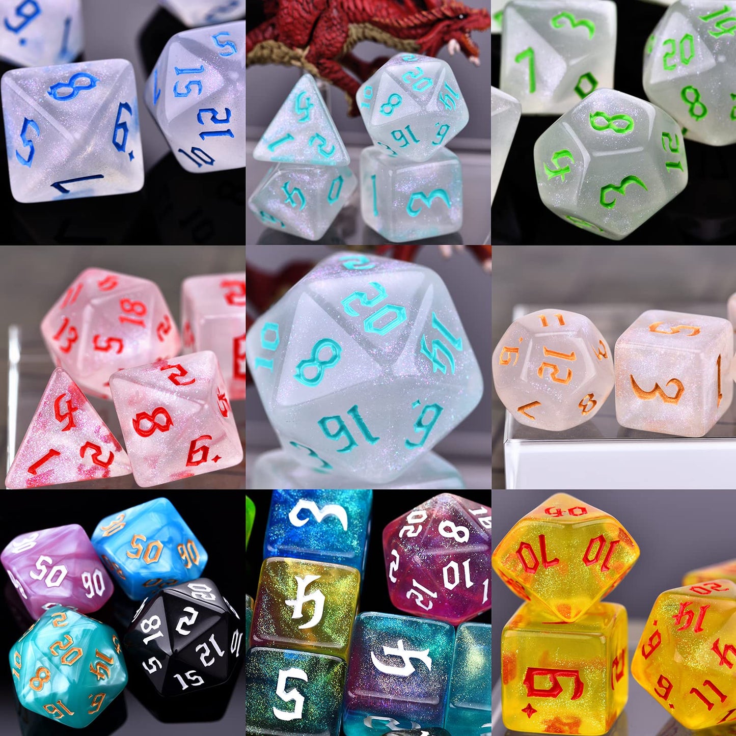 Amiven RPG Dice Sets – 210 Polyhedral Dice with Velvet Bag for DnD and Tabletop RPGs