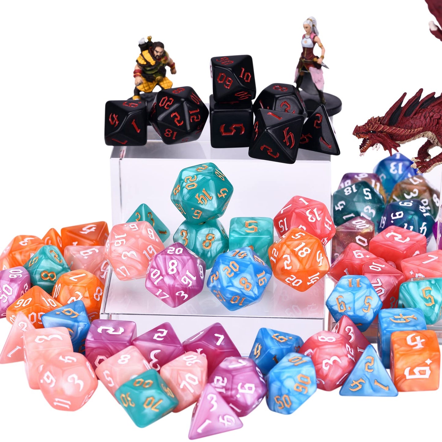 Amiven RPG Dice Sets – 210 Polyhedral Dice with Velvet Bag for DnD and Tabletop RPGs