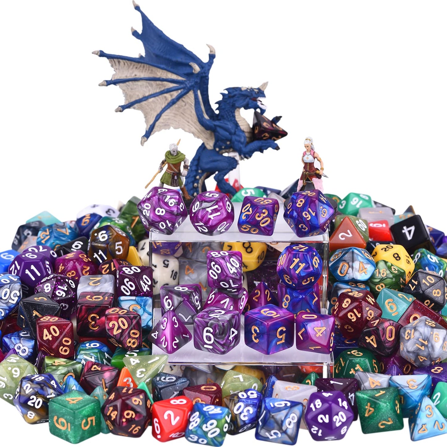 Amiven DND Dice Sets: 30x7 (210pcs) with Dragon Bag | Polyhedral RPG Dice