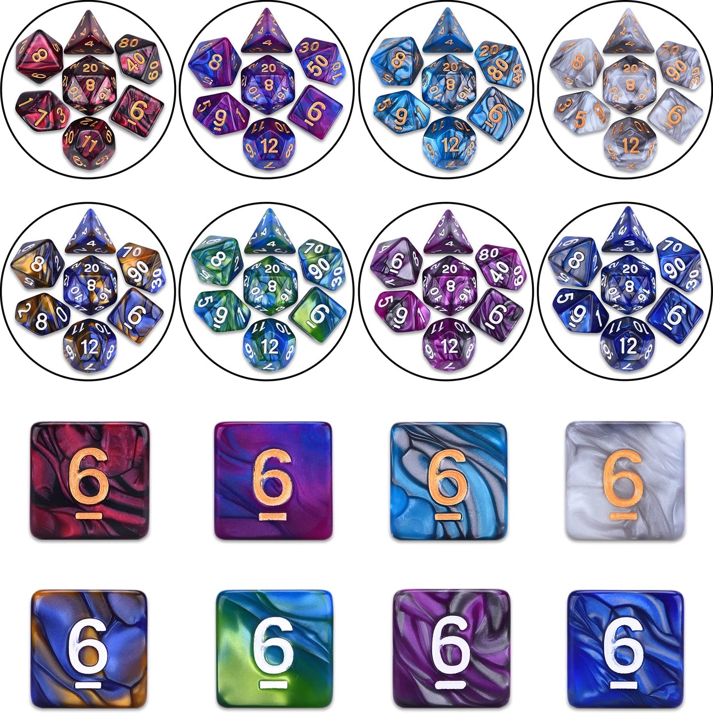 Amiven DND Dice Sets: 30x7 (210pcs) with Dragon Bag | Polyhedral RPG Dice