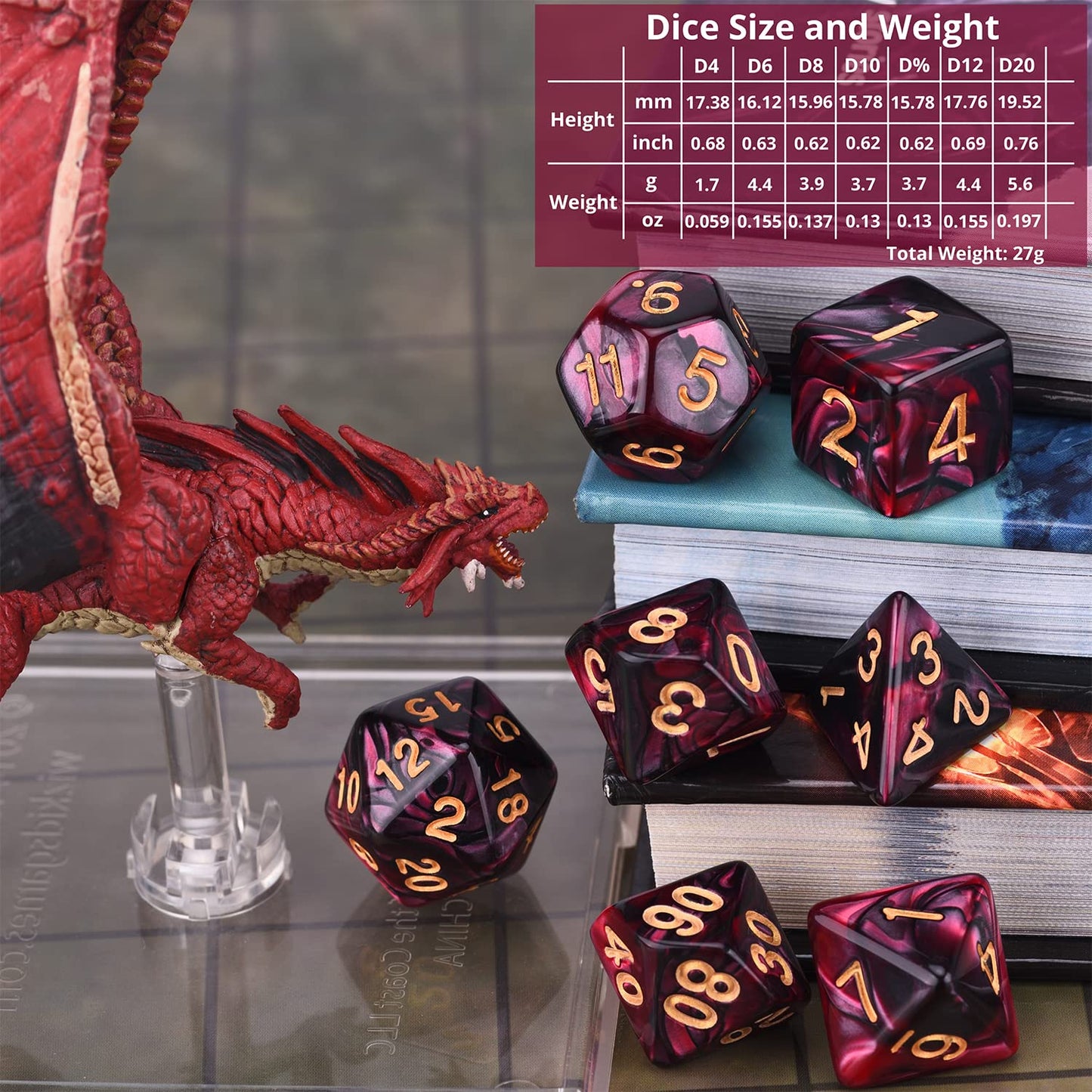 Amiven DND Dice Sets: 30x7 (210pcs) with Dragon Bag | Polyhedral RPG Dice