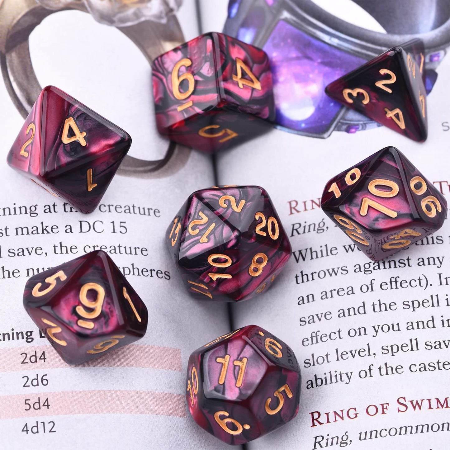 Amiven DND Dice Sets: 30x7 (210pcs) with Dragon Bag | Polyhedral RPG Dice