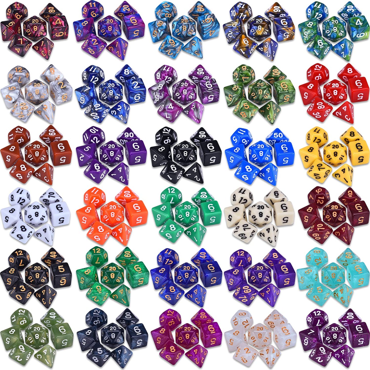 Amiven DND Dice Sets: 30x7 (210pcs) with Dragon Bag | Polyhedral RPG Dice