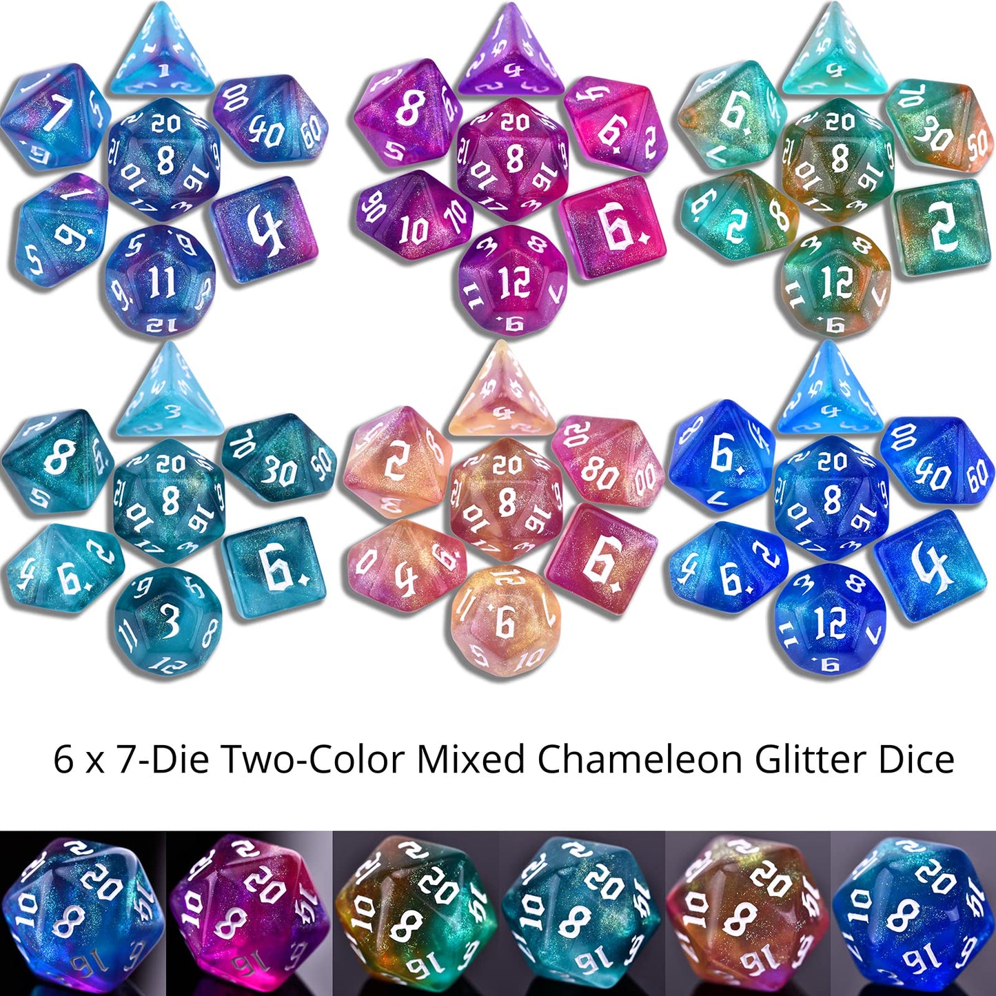 Amiven RPG Dice Sets – 210 Polyhedral Dice with Velvet Bag for DnD and Tabletop RPGs