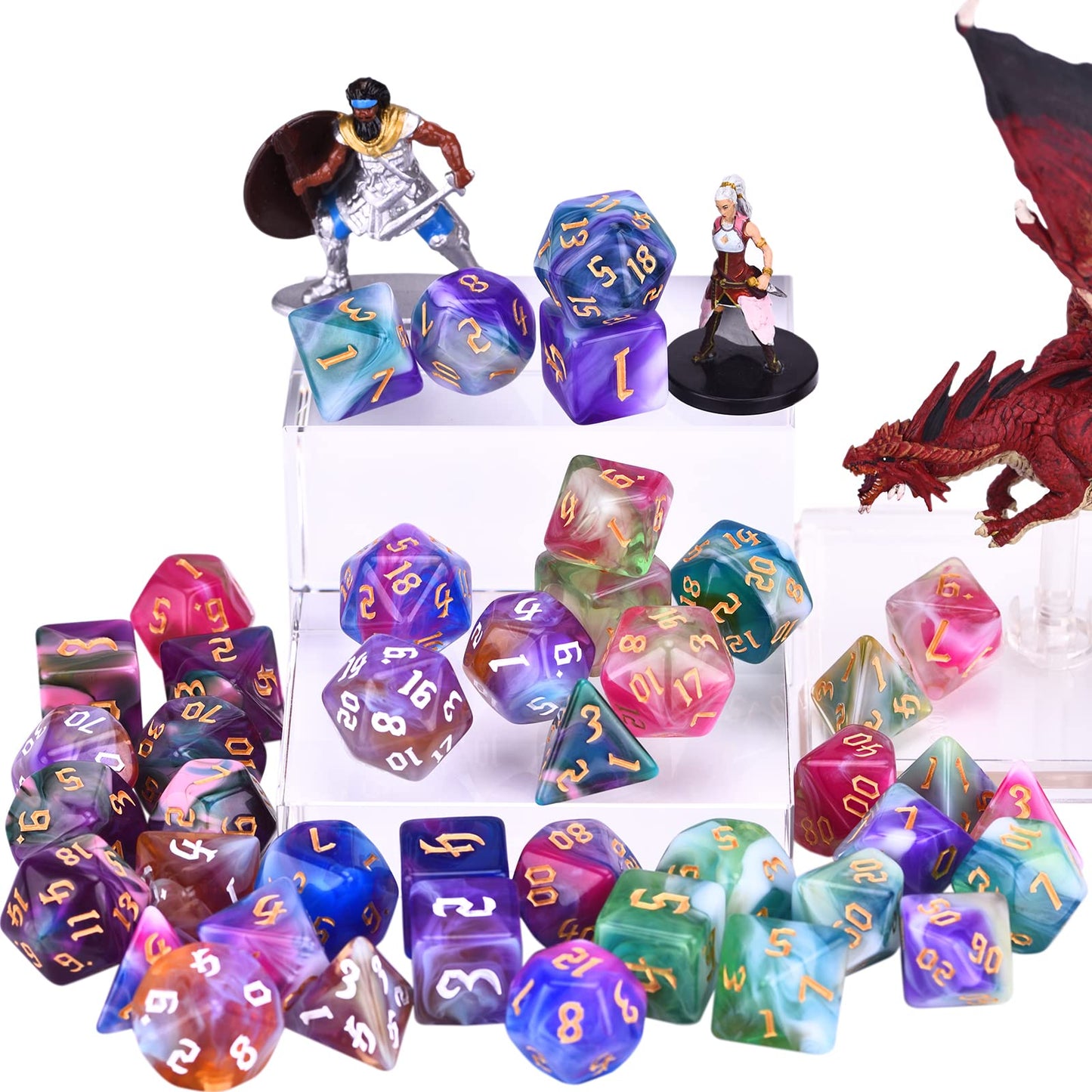 Amiven RPG Dice Sets – 210 Polyhedral Dice with Velvet Bag for DnD and Tabletop RPGs