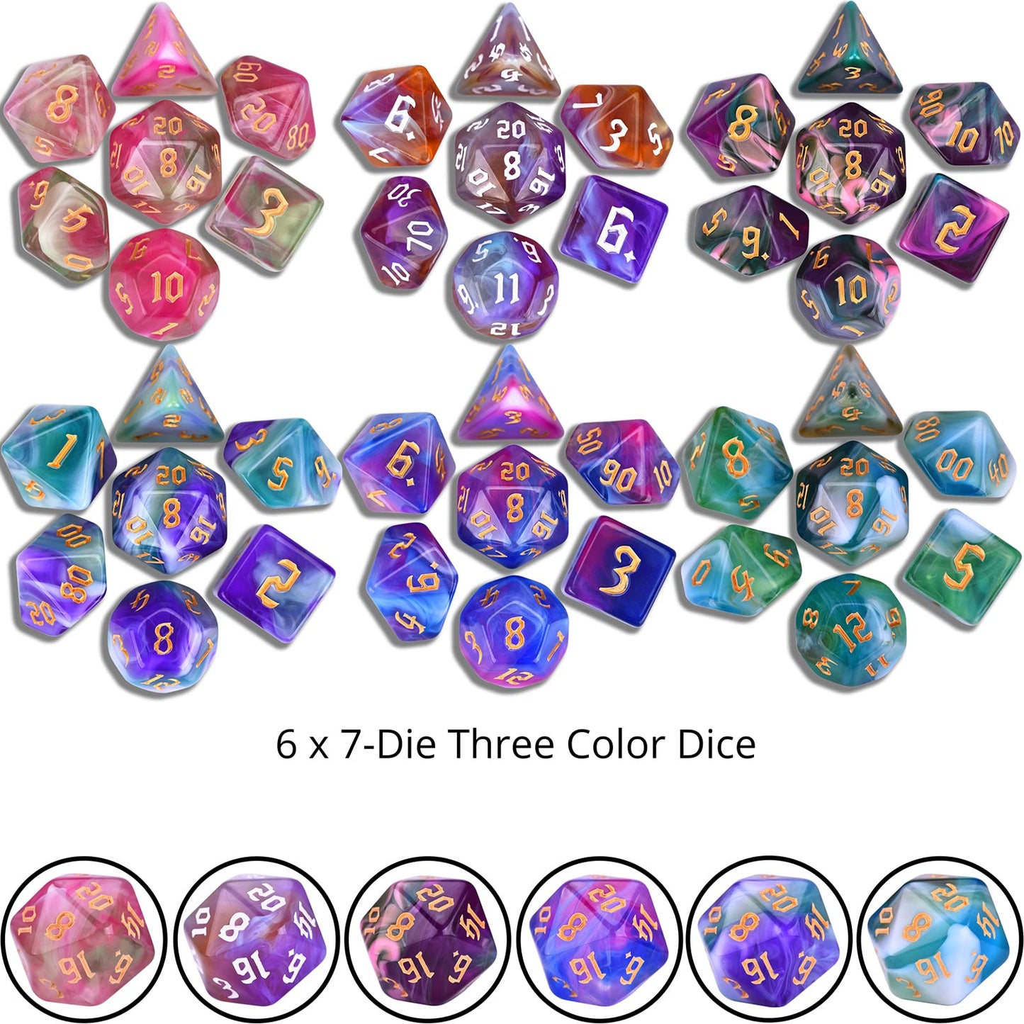 Amiven RPG Dice Sets – 210 Polyhedral Dice with Velvet Bag for DnD and Tabletop RPGs