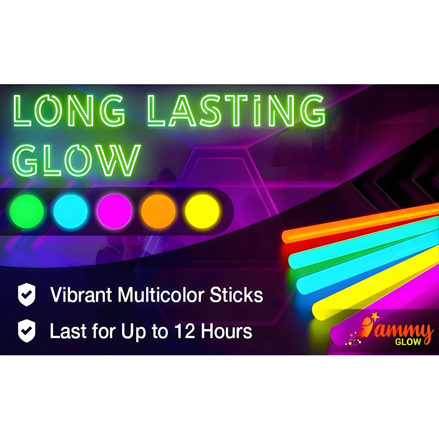 Ammy Glow 205 Pcs Glow Sticks Bulk Pack – Bracelets & Necklaces, Tube Packed