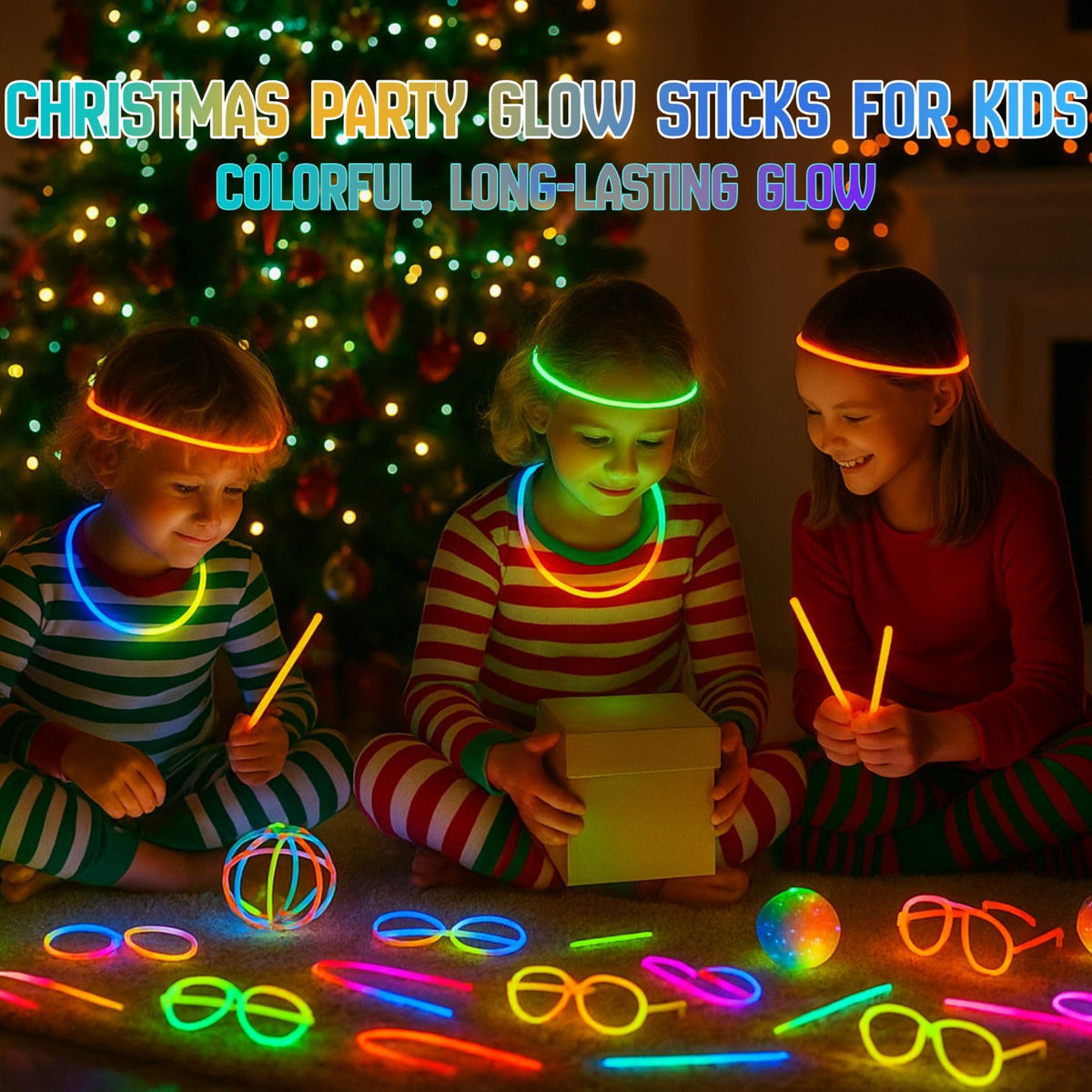 Ammy Glow 205 Pcs Glow Sticks Bulk Pack – Bracelets & Necklaces, Tube Packed