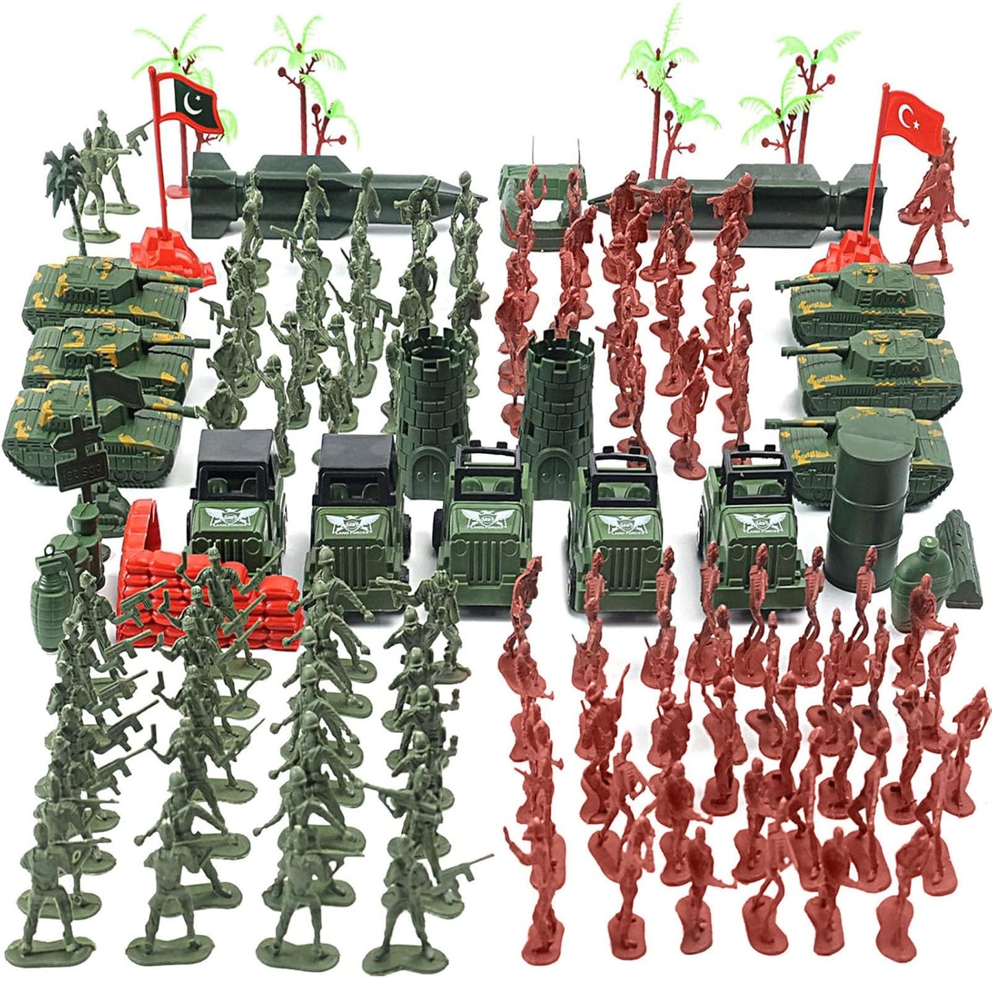 AMOR PRESENT 277-Piece Army Men Playset – Military Toys with Tanks & Terrain