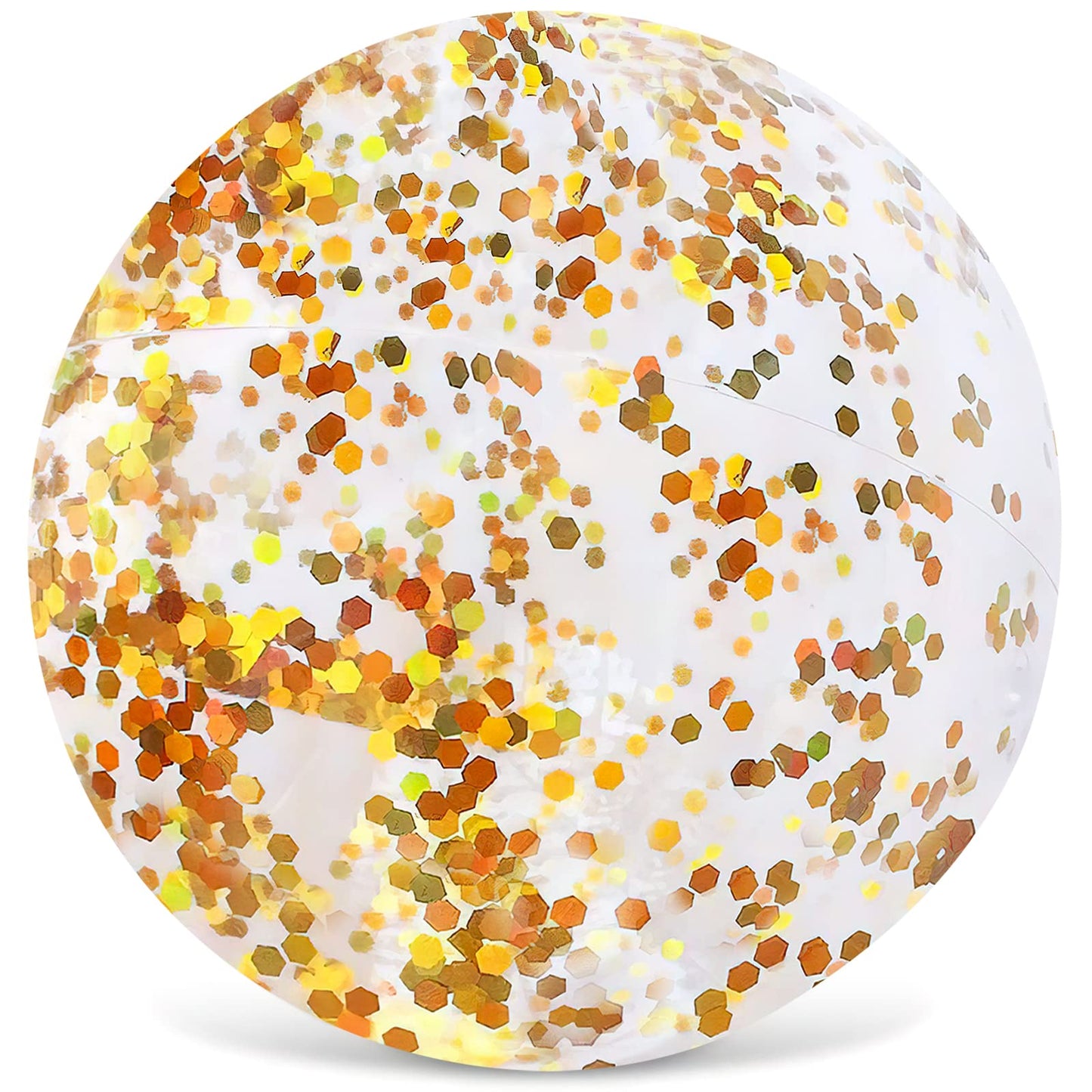 AMOR PRESENT Beach Ball 16-Inch Glitter Inflatable – Gold, Pool & Beach Party