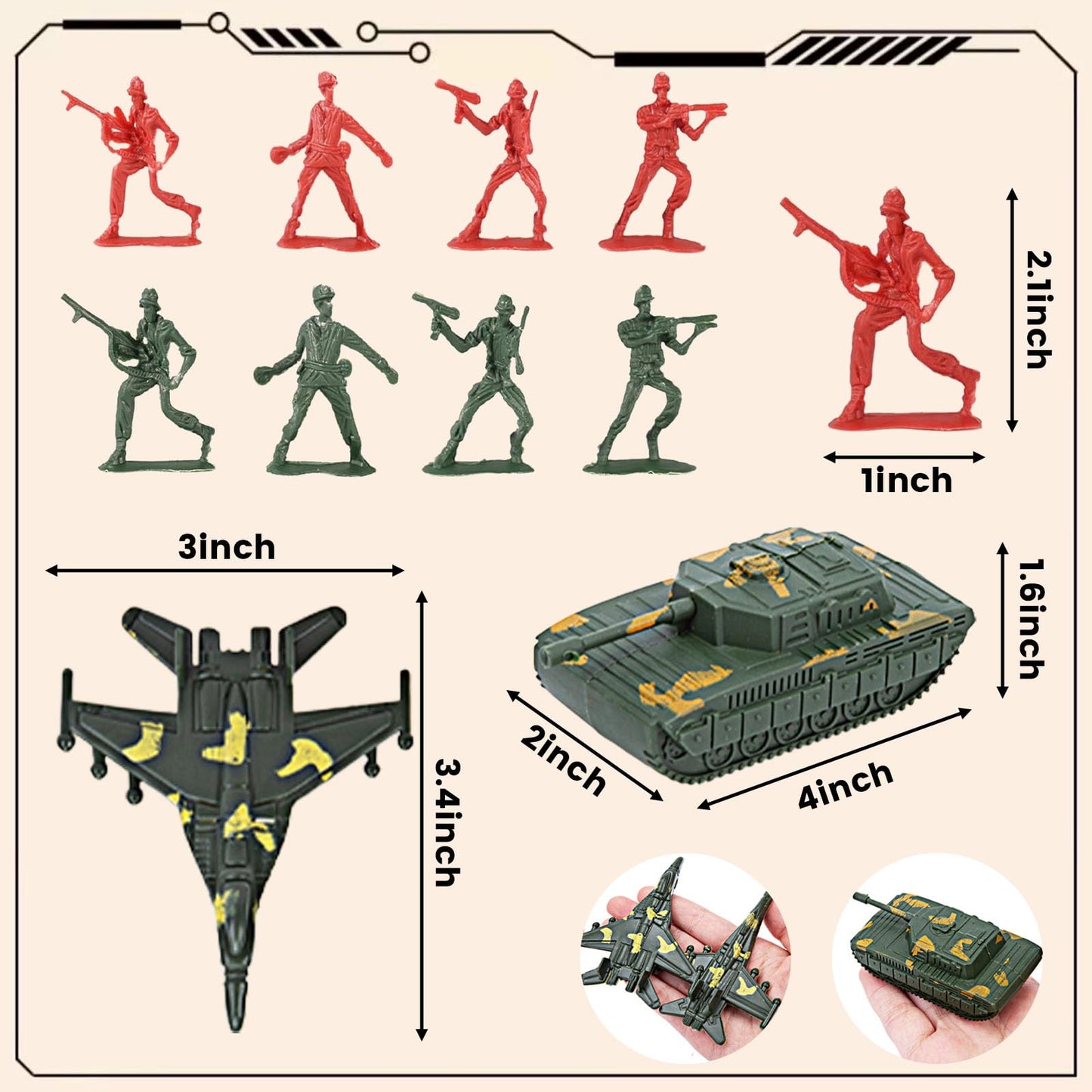 AMOR PRESENT 277-Piece Army Men Playset – Military Toys with Tanks & Terrain