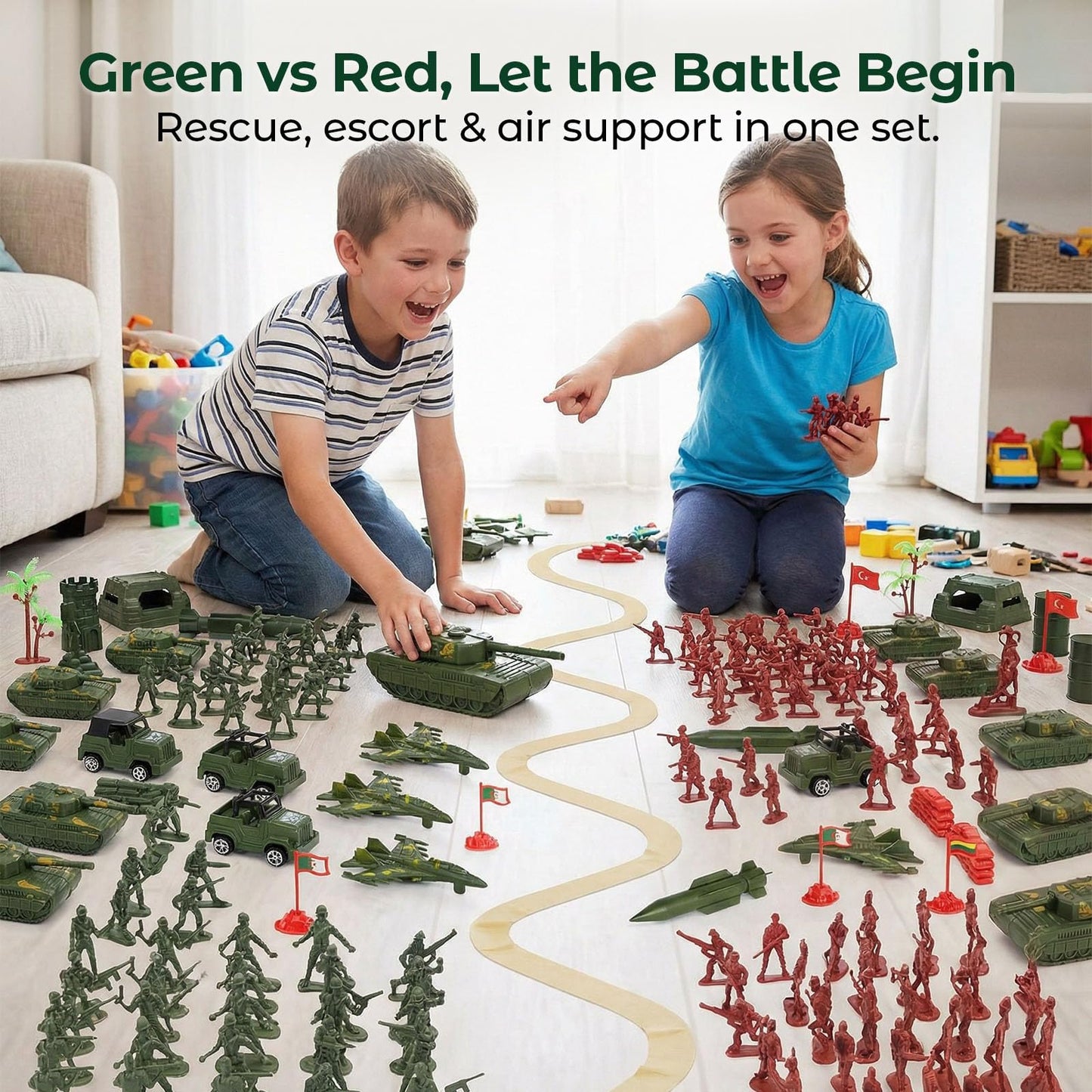 AMOR PRESENT 277-Piece Army Men Playset – Military Toys with Tanks & Terrain